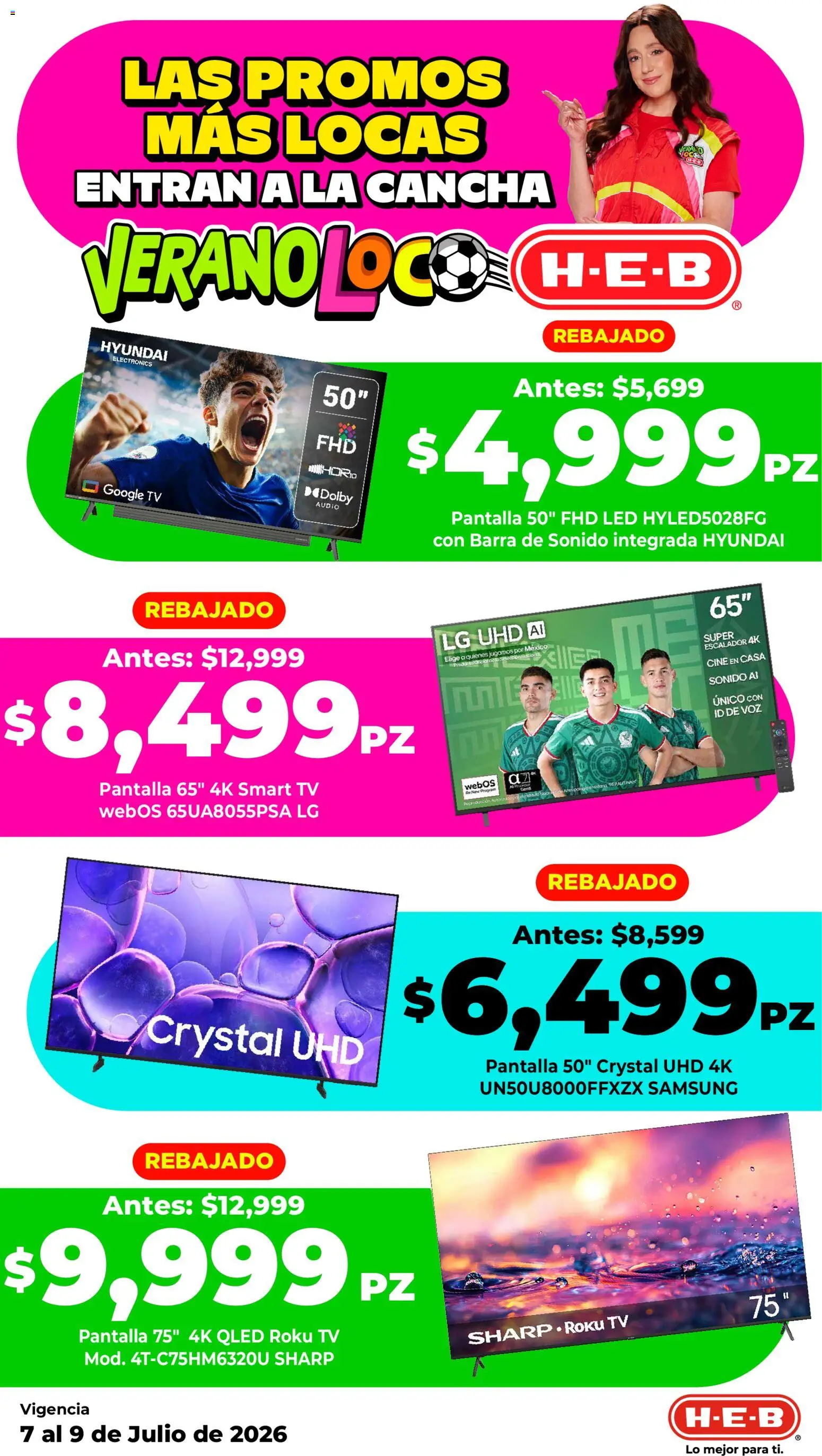 Nuevas ofertas de H-E-B válidas en toda la República Mexicana desde el 07/07/2026. ¡Encuentra las mejores ofertas en H-E-B folleto Las promos más locas! | Página: 8 | Productos: Audio, Barra