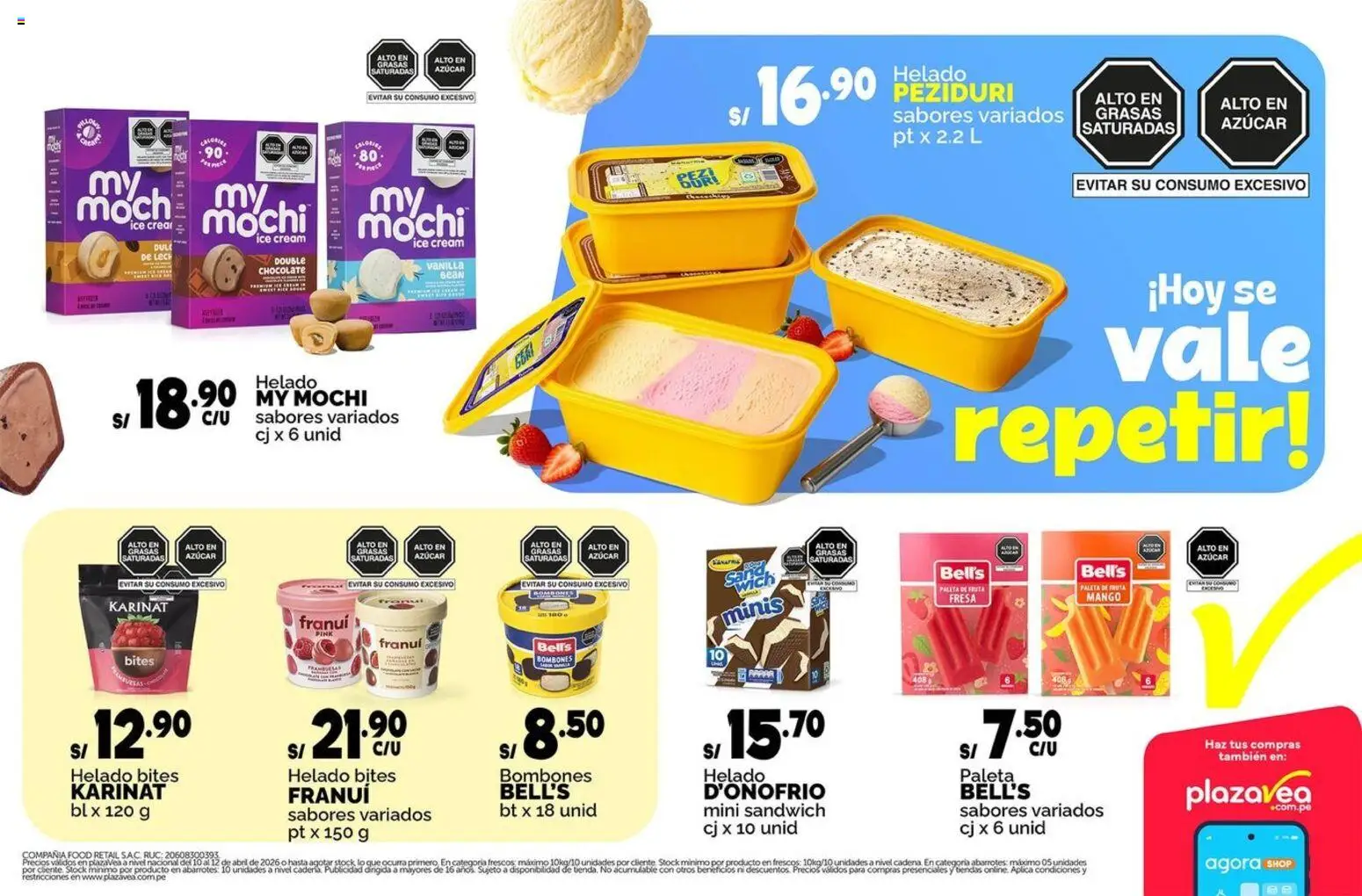 Catálogo Plaza Vea válido desde 10.04.2026 | Página: 2 | Productos: Chocolate, Helado