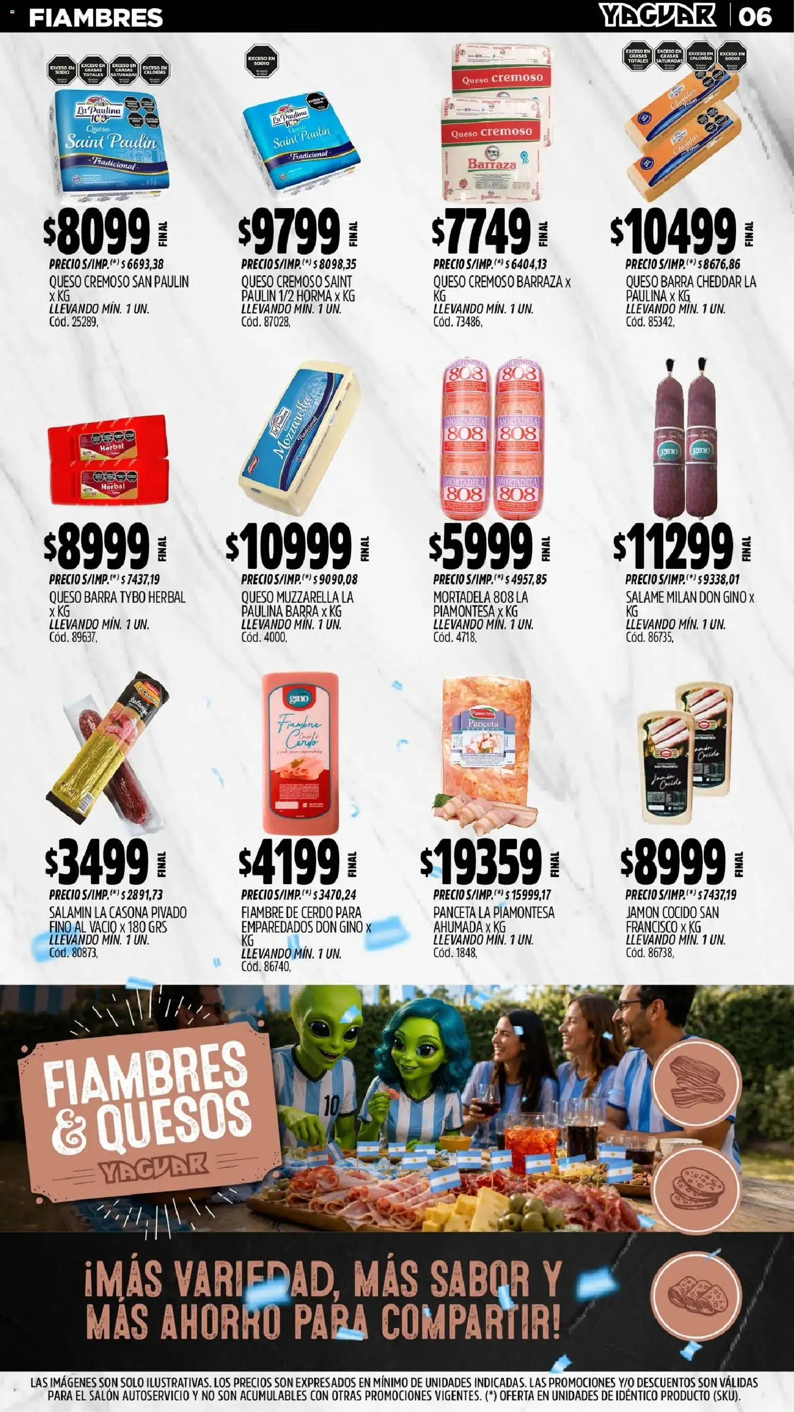 Yaguar - Oferta Semanal Córdoba │ válido desde el 29/06/2026 | Página: 7 | Productos: Jamón cocido, Muzzarella, Jamón, Salame