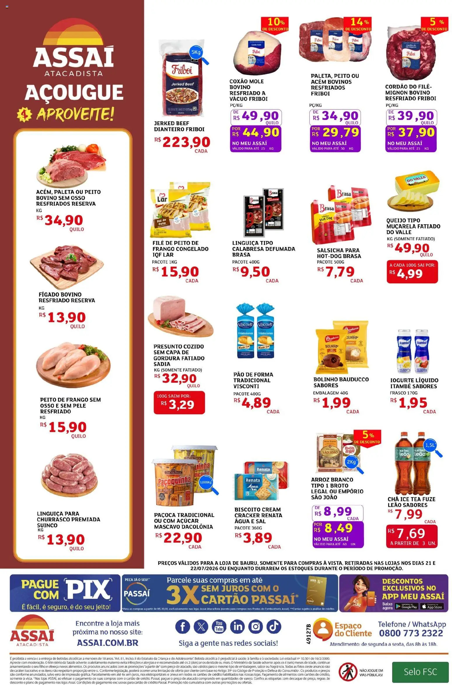 Assaí Atacadista Folheto - válido de 21/07/2026 | Página: 2 | Produtos: Acém, Iogurte, Presunto, Pneus