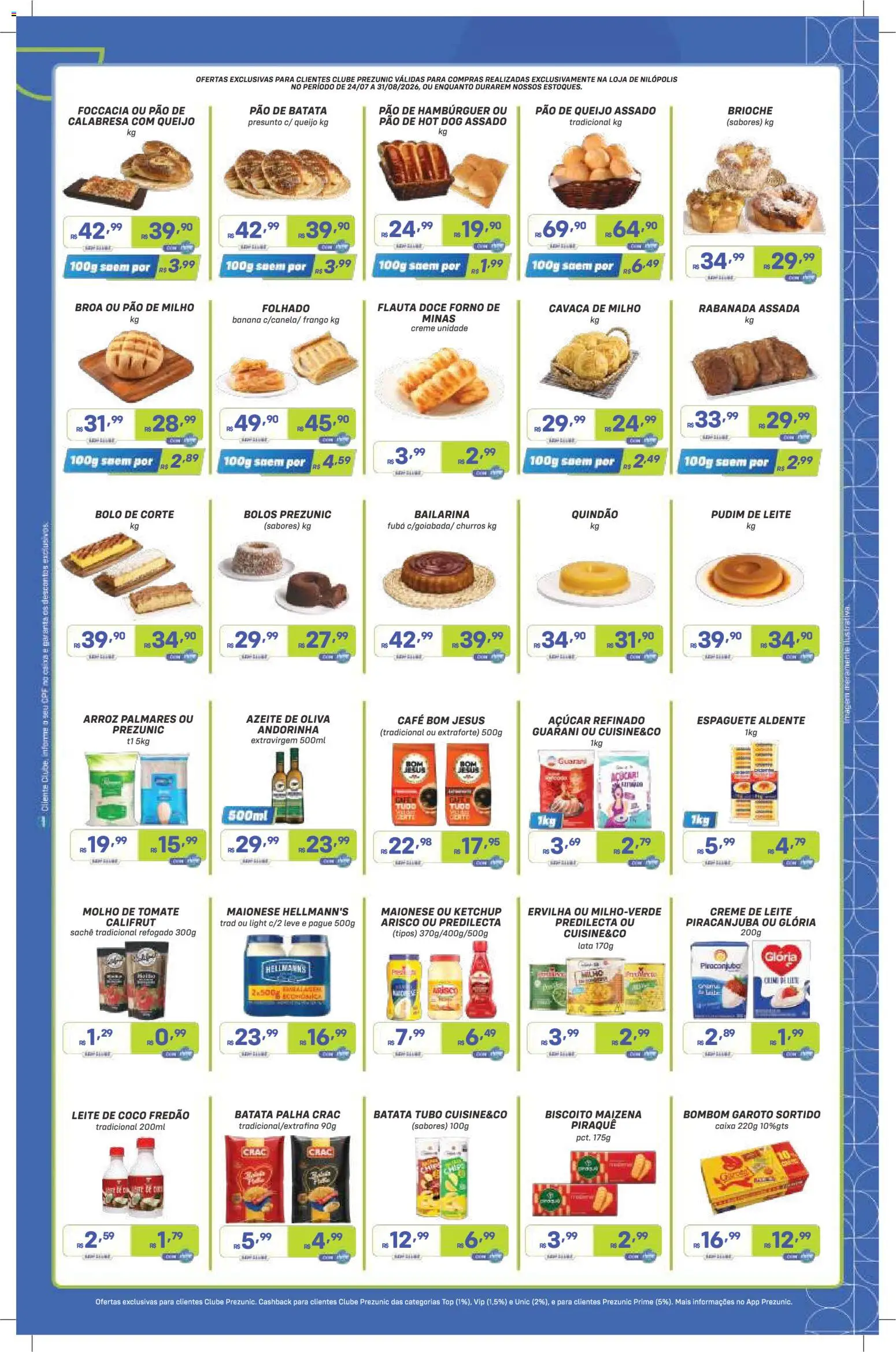 Prezunic Folheto - válido de 24/07/2026 | Página: 3 | Produtos: Fubá, Batata, Frango, Leite de coco