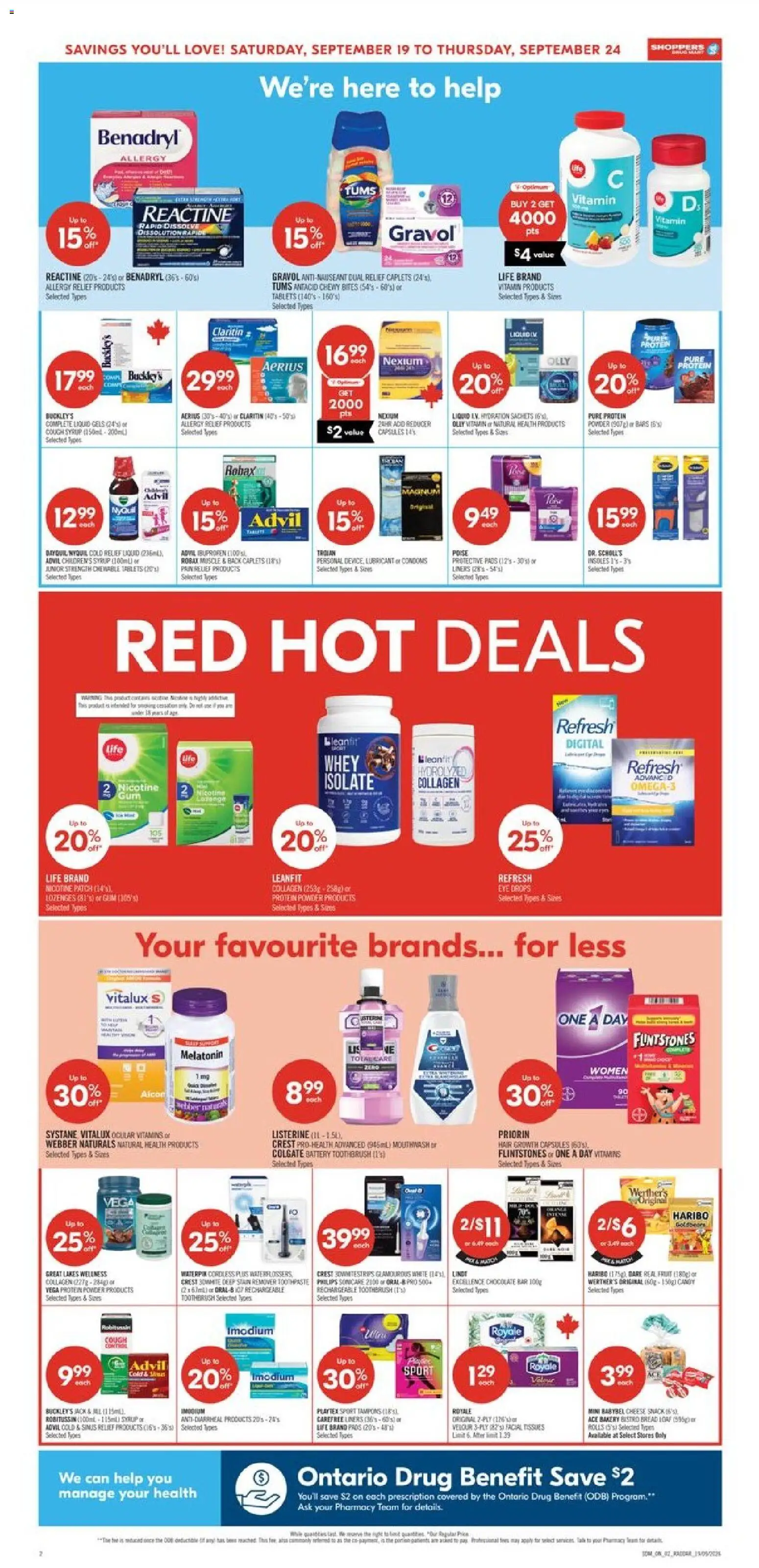 Shoppers flyer valid from Sep 19, 2026 | Page: 4 | Products: Capsules, Battery, Cheese, Chocolate