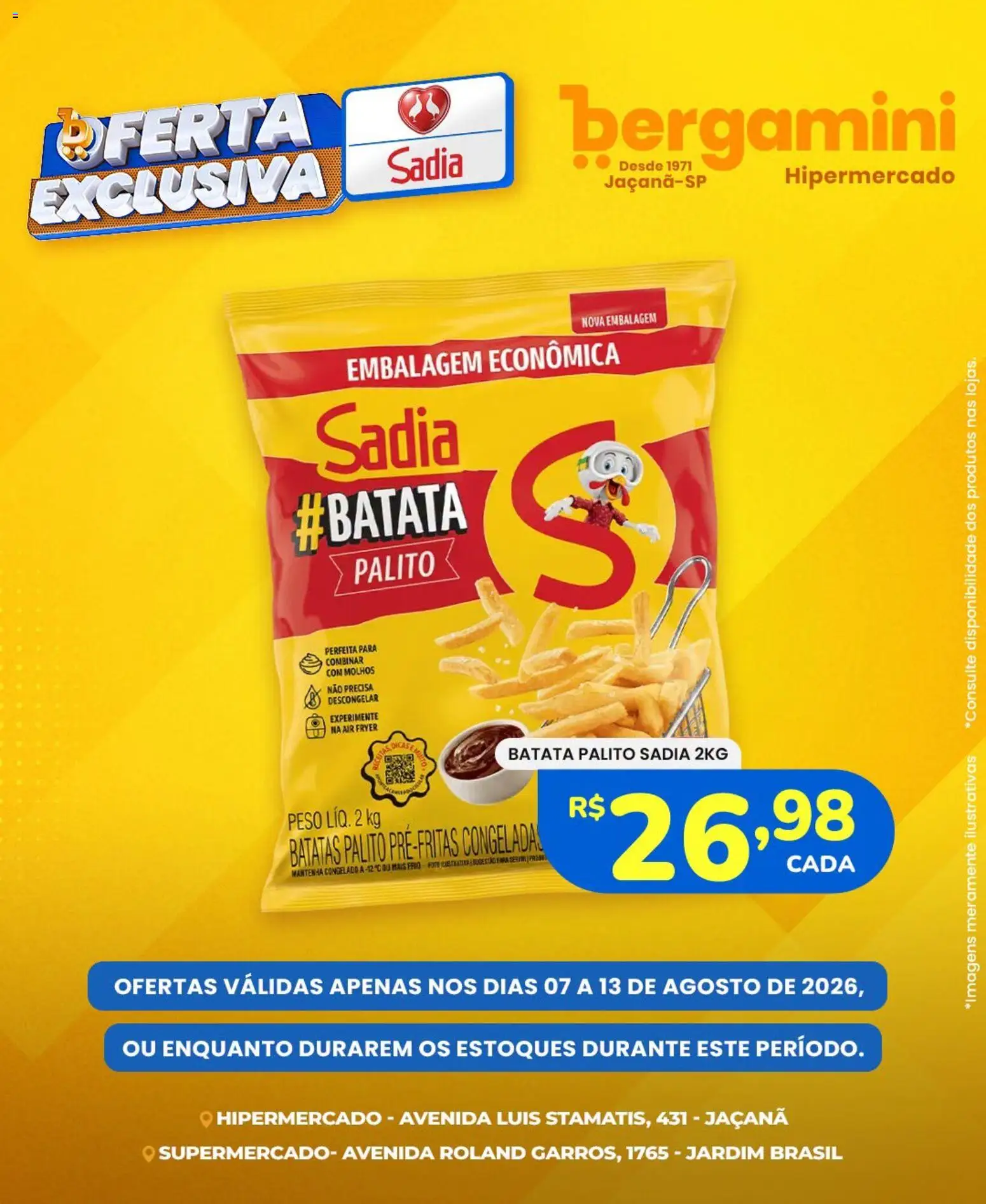 Supermercado Bergamini Folheto - válido de 07/08/2026 | Página: 3 | Produtos: Batatas, Air fryer, Batata, Molhos