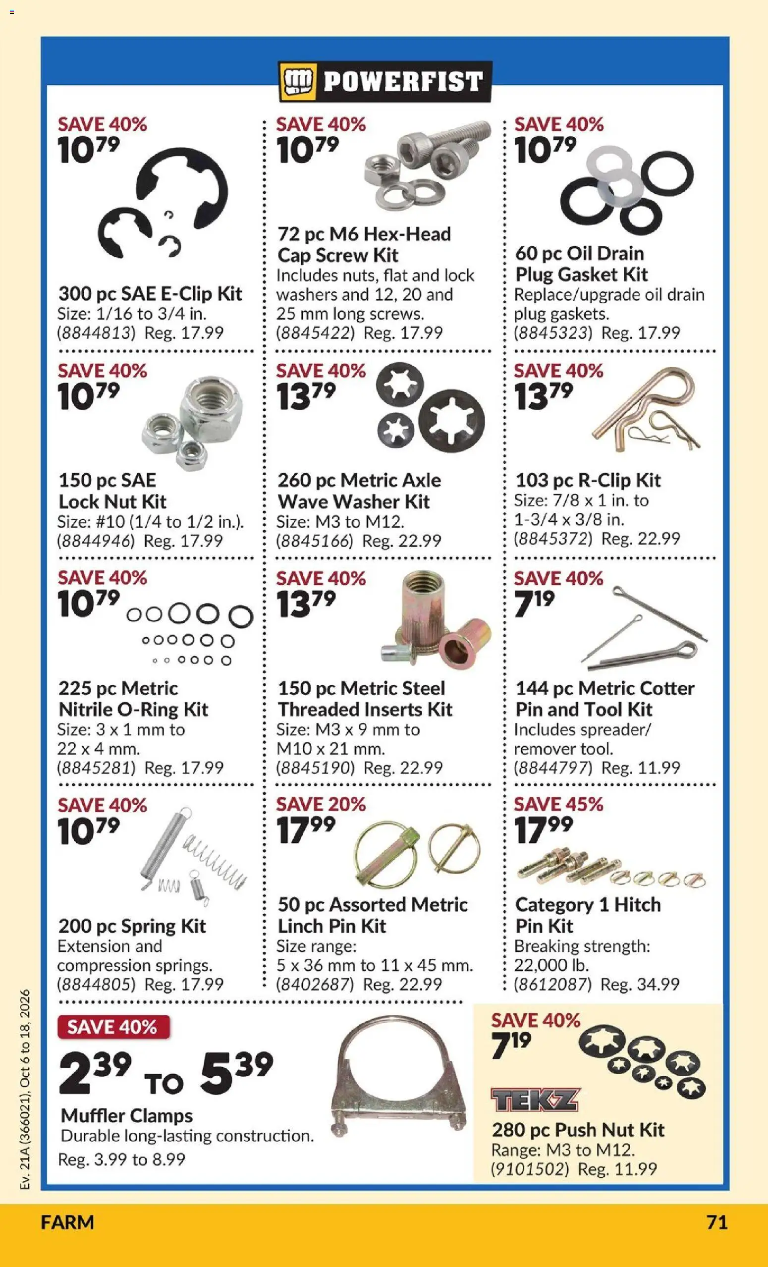 Princess Auto flyer valid from Oct 6, 2026 | Page: 77 | Products: Cap, PC, Inserts, Oil