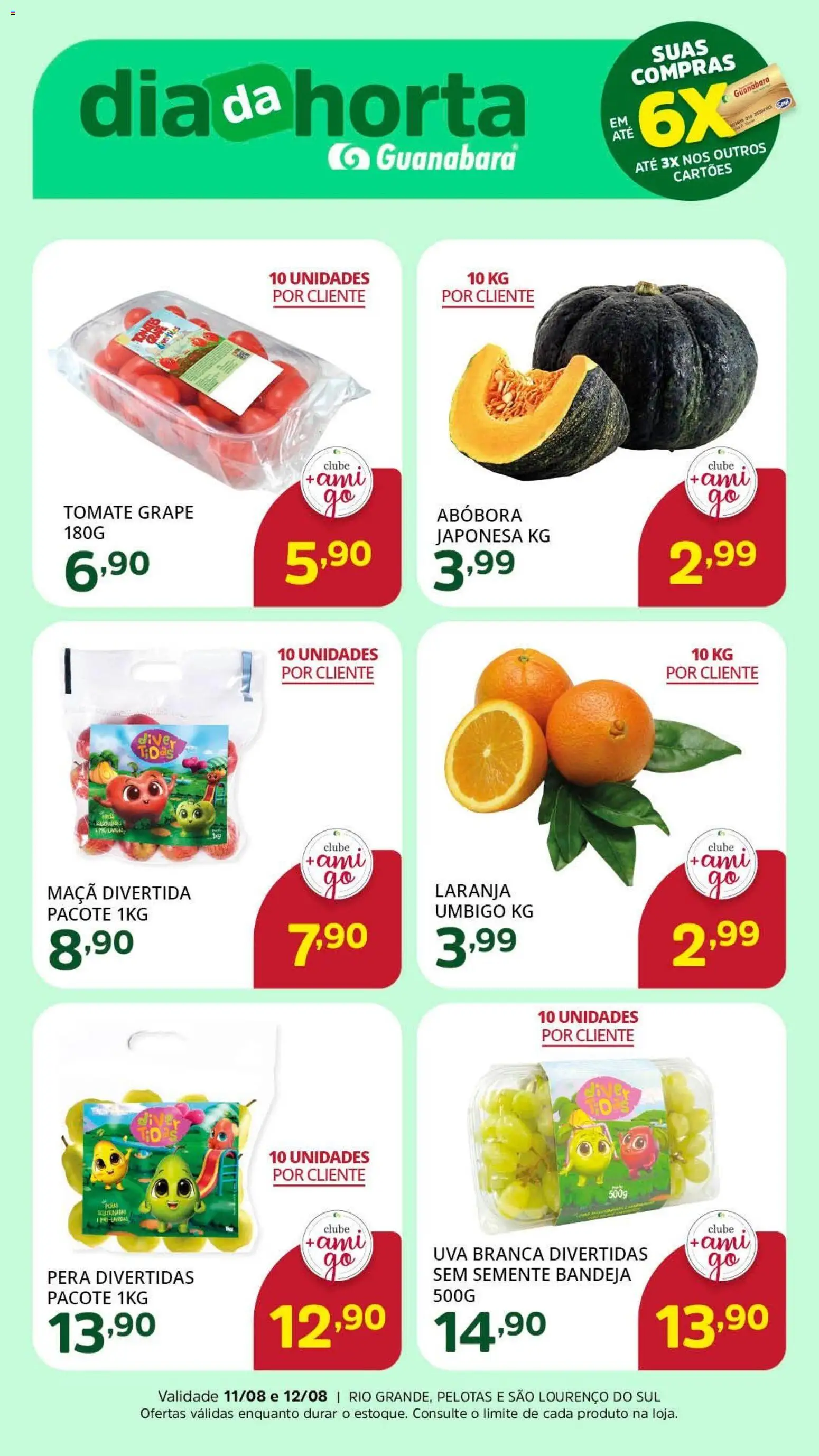 Supermercado Guanabara Folheto - válido de 11/08/2026 | Página: 1 | Produtos: Abóbora, Tomate, Uva, Bandeja
