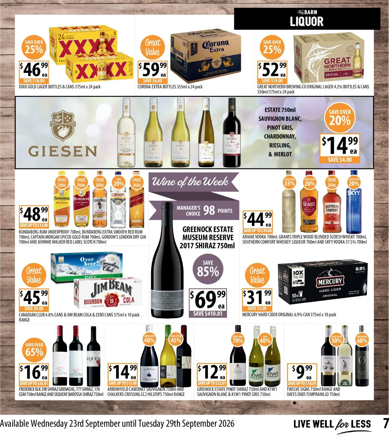 Supabarn catalogue - valid from 23/09/2026 | Page: 7 | Products: Corona Extra, Vodka, Rum, Kiwi
