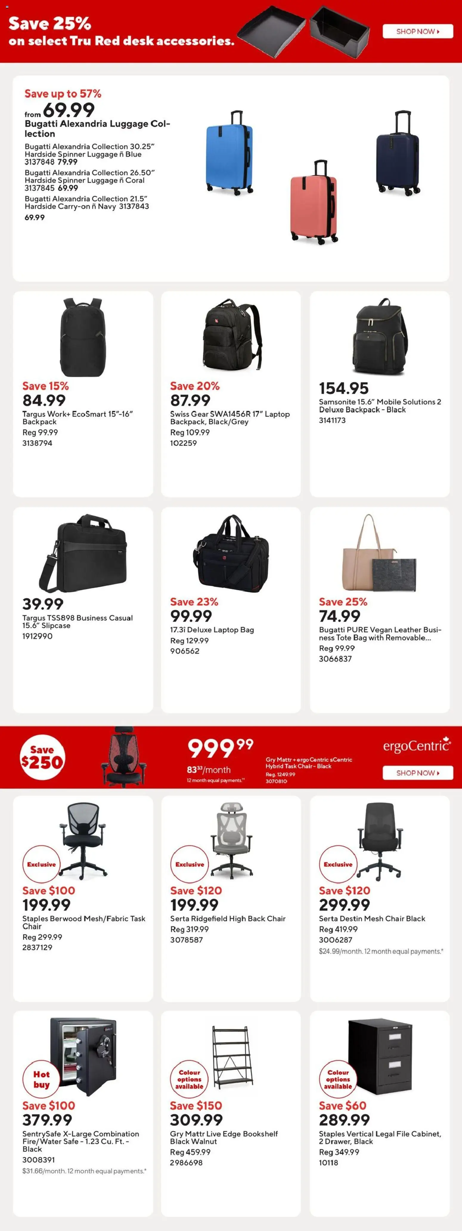 Staples flyer valid from 01.05.2026 | Page: 9 | Products: Backpack, Luggage, Bag, Chair