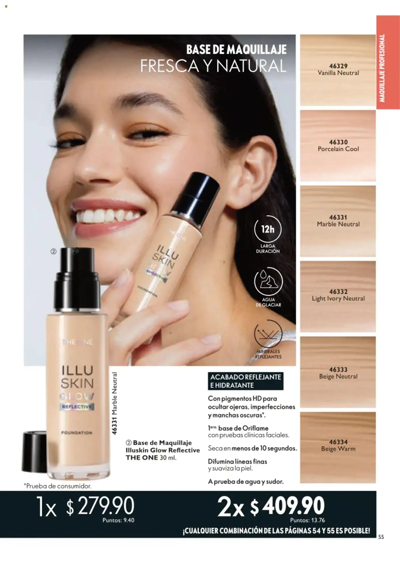Nuevas ofertas de Oriflame válidas en toda la República Mexicana desde el 01/08/2026. ¡Encuentra las mejores ofertas en Oriflame campaña 11 2026! | Página: 55 | Productos: Base de maquillaje, Agua, Maquillaje