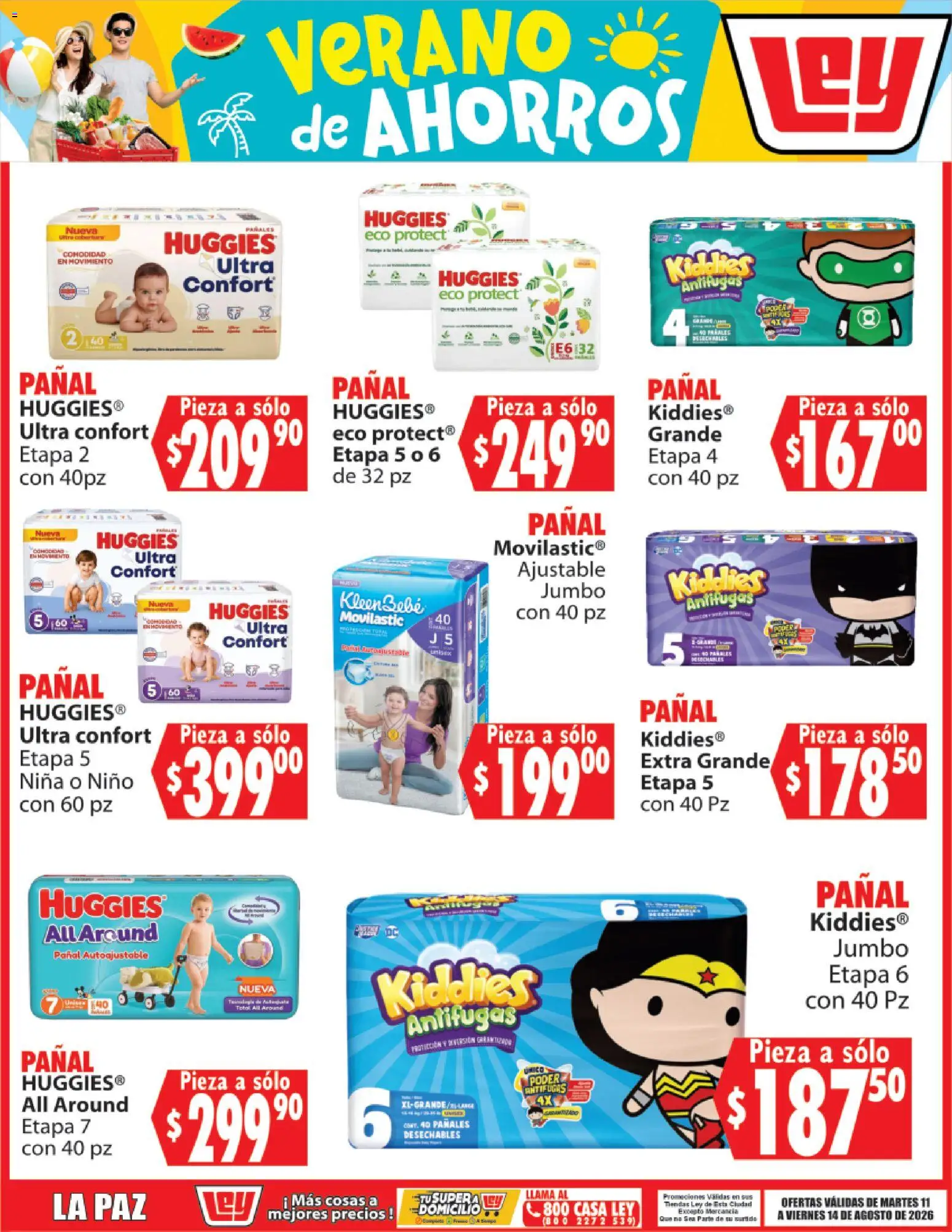 Nuevas ofertas de Casa Ley válidas en toda la República Mexicana desde el 11/08/2026. ¡Encuentra las mejores ofertas en Casa Ley folleto Verano de ahorros! | Página: 6 | Productos: Pañales
