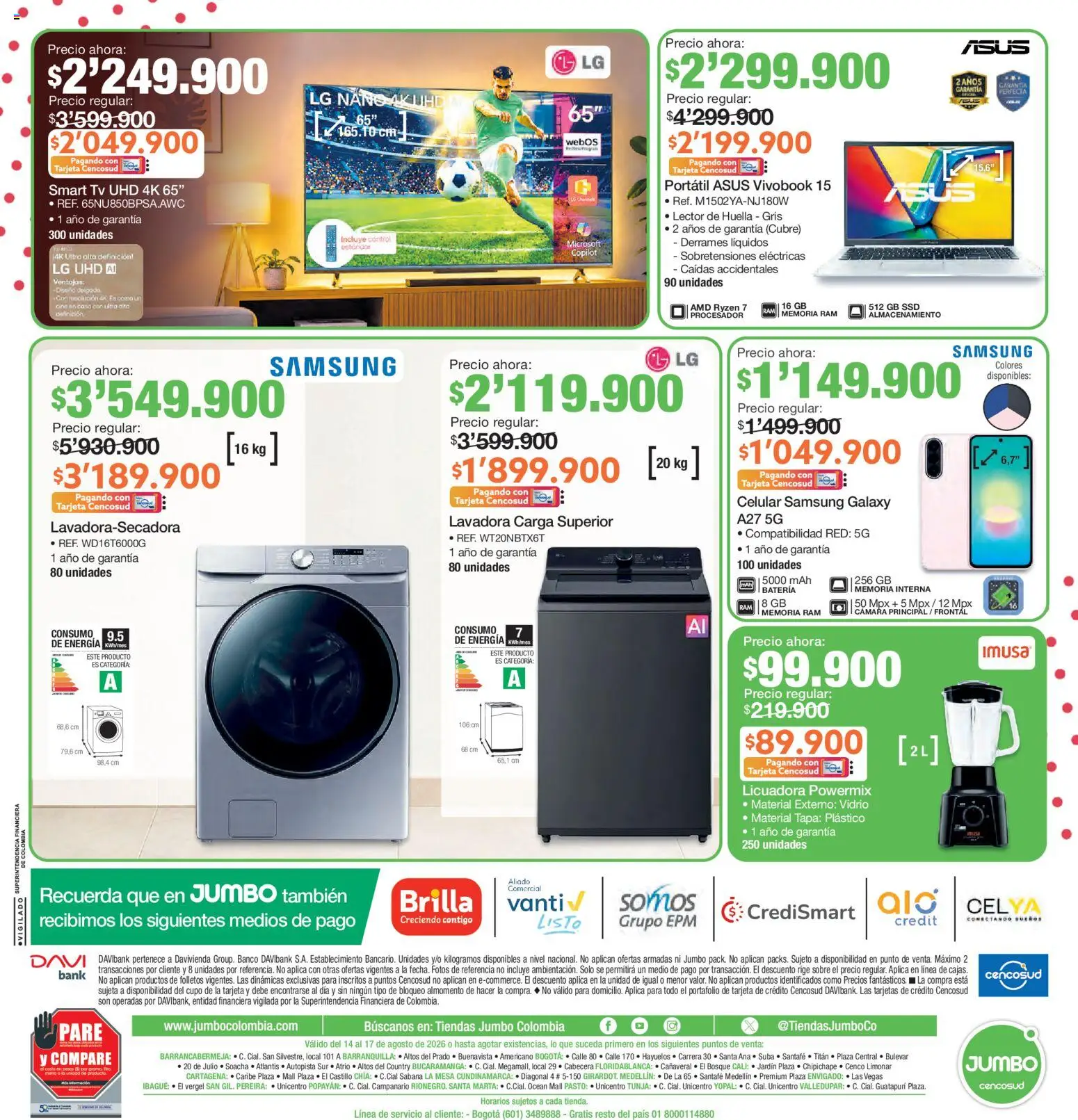 Jumbo revista - valida desde el 14/08/2026 | Página: 2 | Productos: Lavadora, Sobre, Licuadora, Tapa