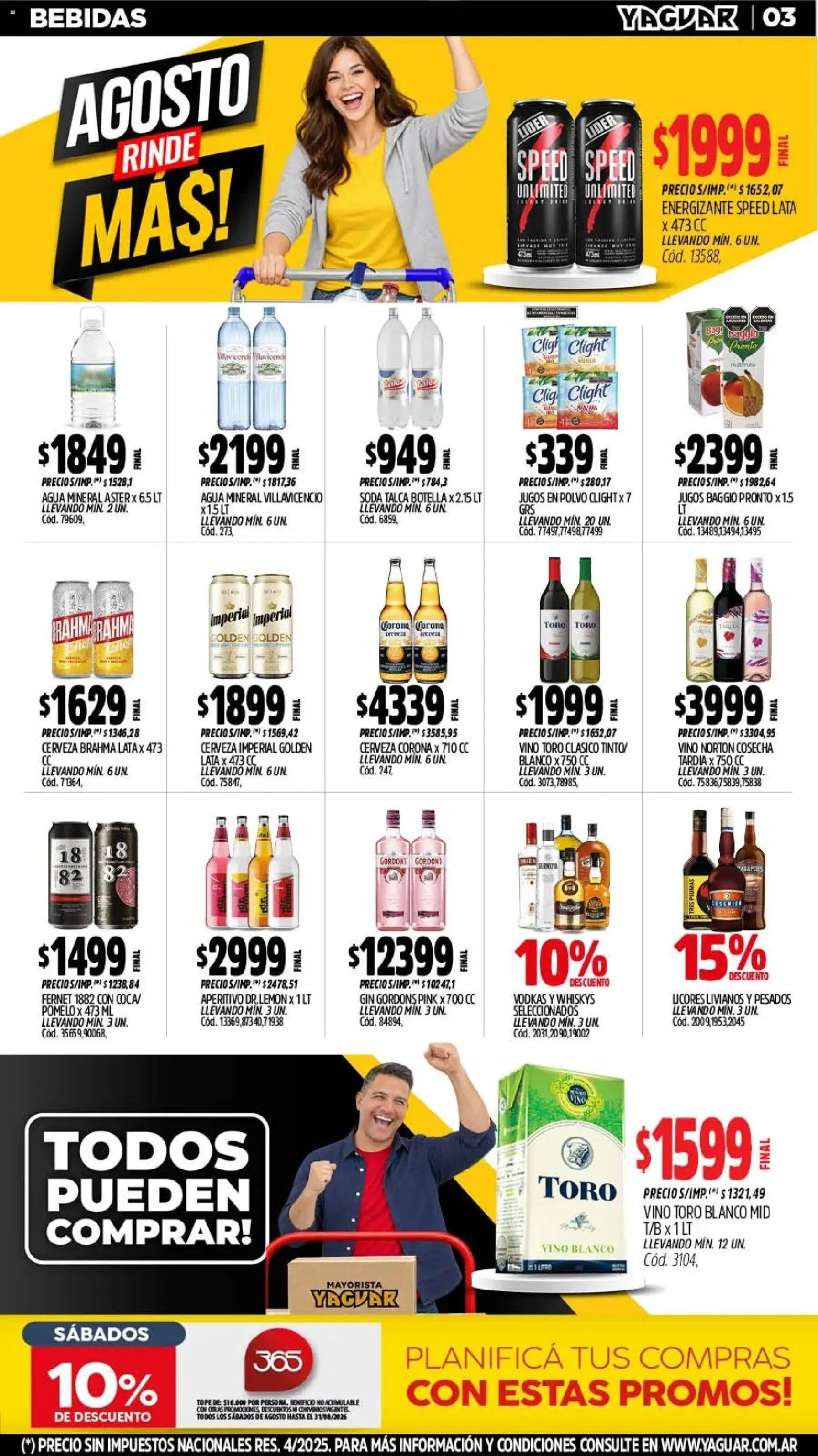 Yaguar - Oferta Semanal Mendoza │ válido desde el 24/08/2026 | Página: 3 | Productos: Botella, Agua, Vino, Cerveza