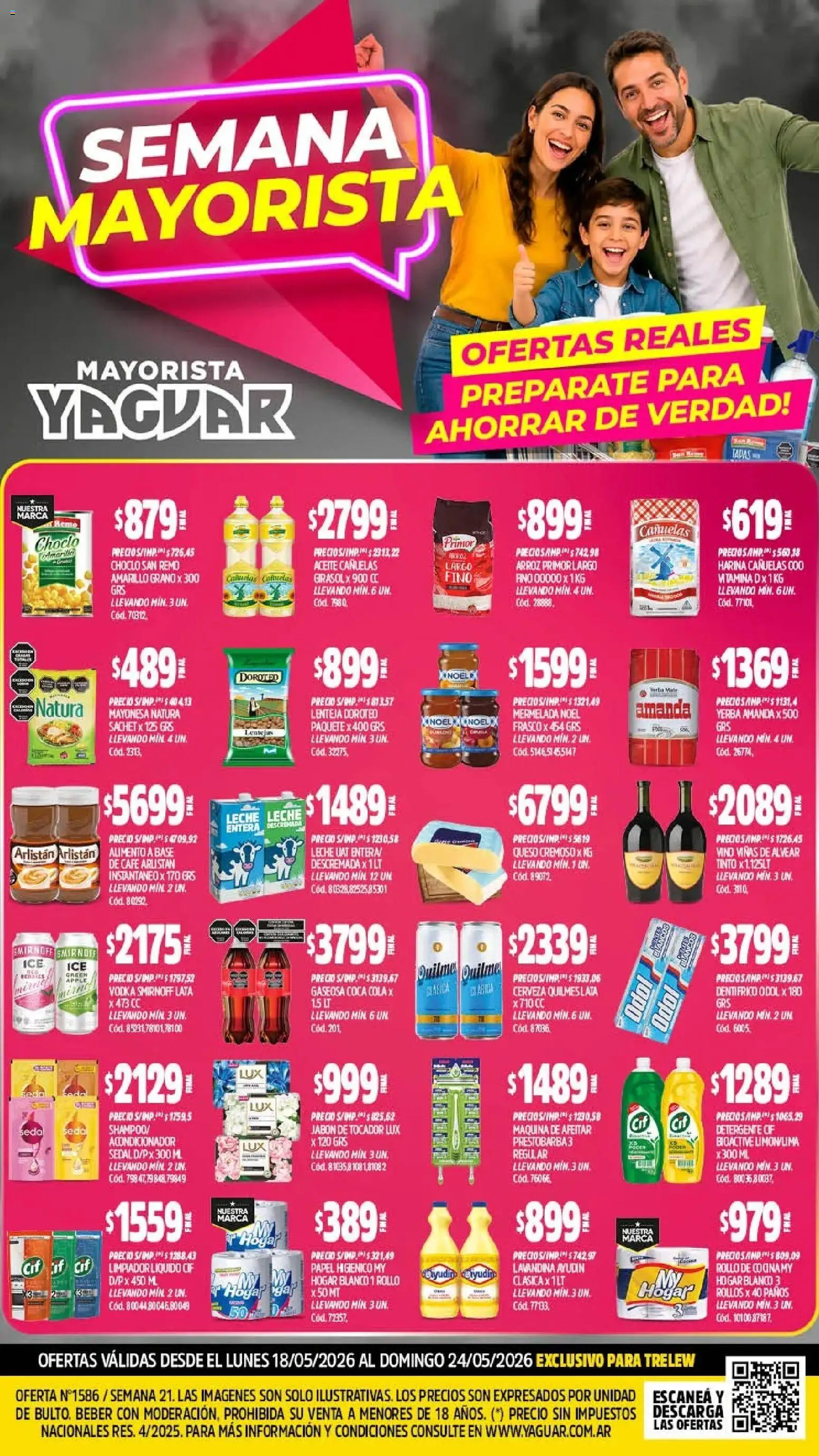 Yaguar - Oferta Semanal Trelew │ válido desde el 18.05.2026 | Página: 1 | Productos: Vodka, Papel higiénico, Gaseosa, Jabón