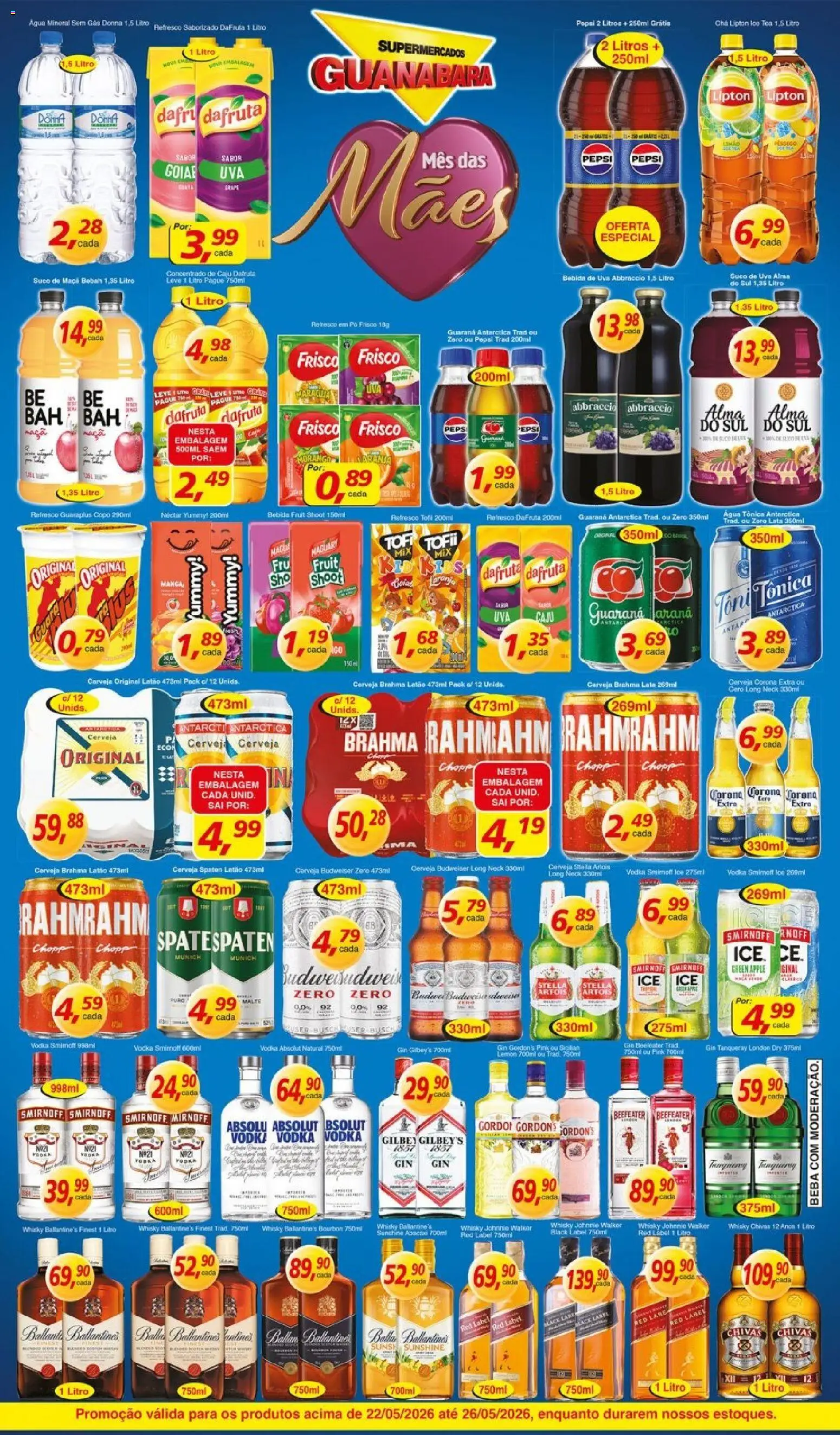 Supermercados Guanabara Folheto - válido de 22.05.2026 | Página: 4 | Produtos: Refresco, Água tônica, Whisky, Água mineral