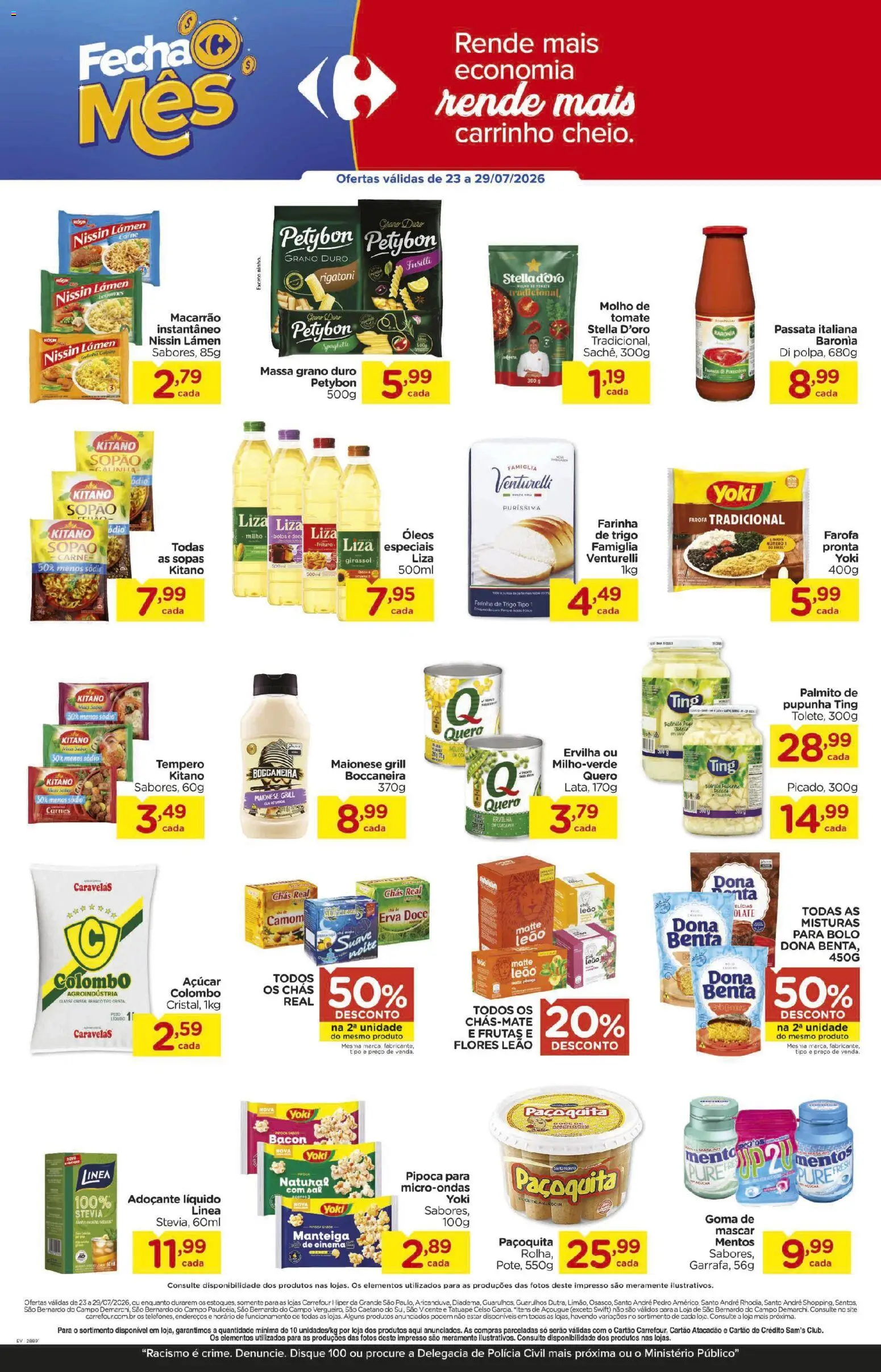Carrefour Folheto - válido de 23/07/2026 | Página: 4 | Produtos: Stevia, Bolo, Açúcar, Pipoca
