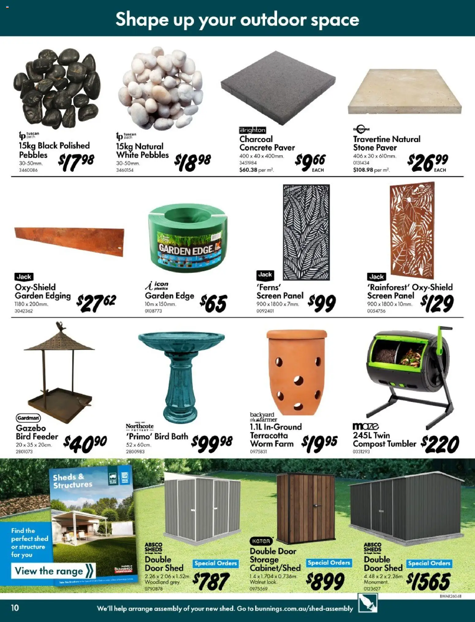 Bunnings Warehouse catalogue - valid from 11.03.2026 | Page: 10 | Products: Door, Bath, Gazebo, Shed