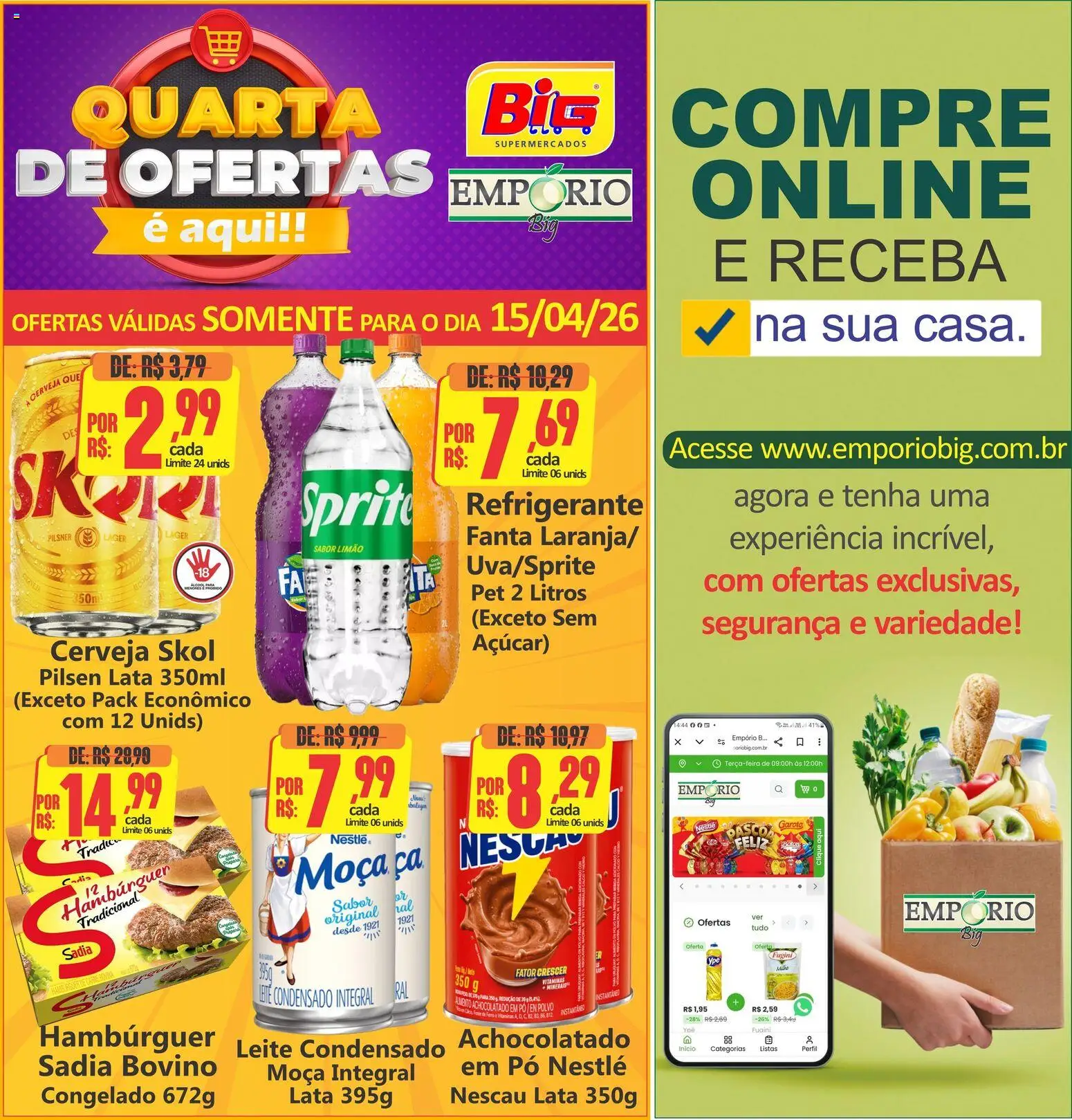 Big Supermercados Folheto - válido de 15.04.2026 | Página: 1 | Produtos: Pó, Leite, Polvo, Refrigerante