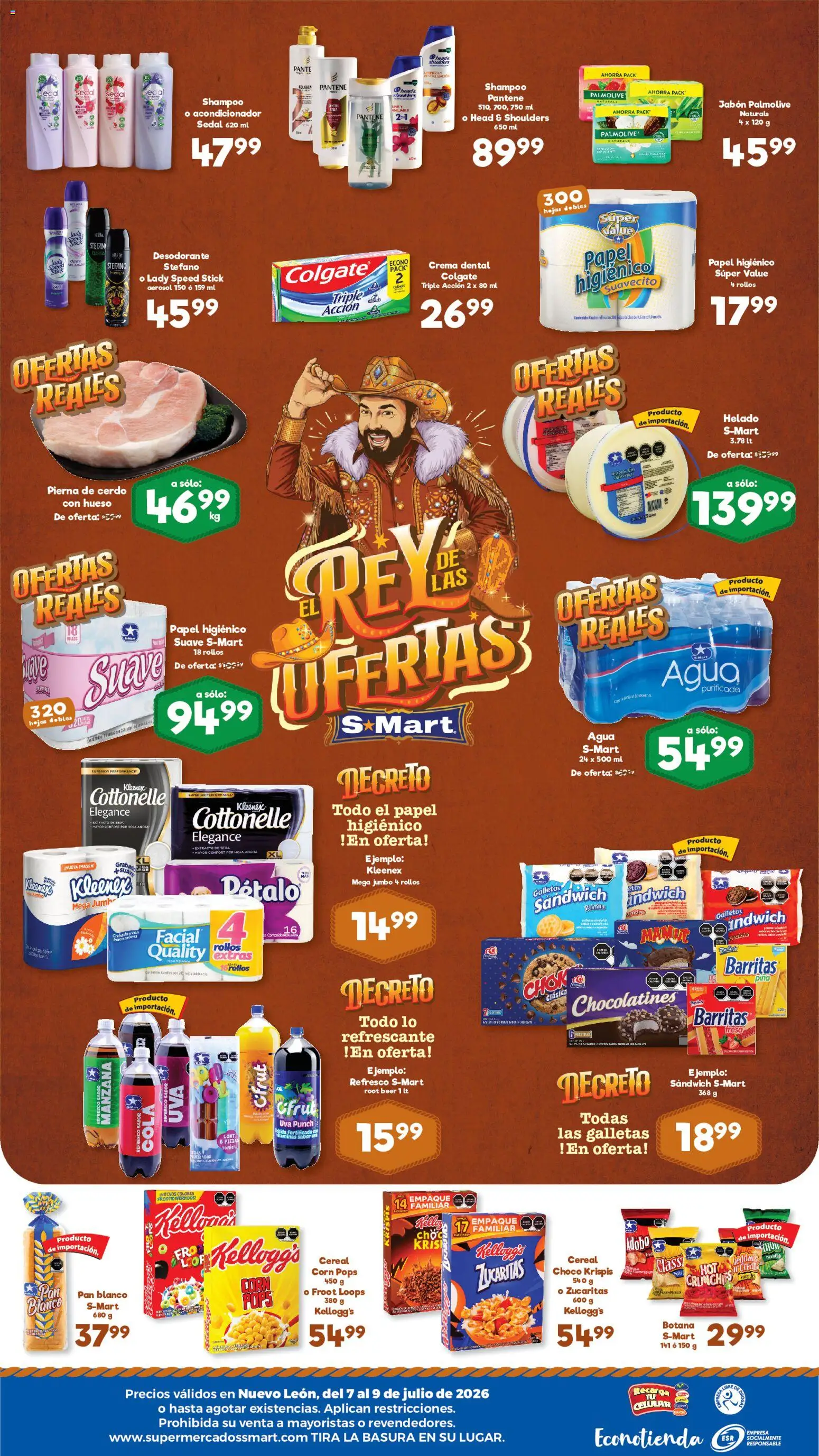 Nuevas ofertas de S-Mart válidas en toda la República Mexicana desde el 07/06/2026. ¡Encuentra las mejores ofertas en S-Mart folleto Monterrey! | Página: 2 | Productos: Agua, Cerdo, Galletas, Jabón
