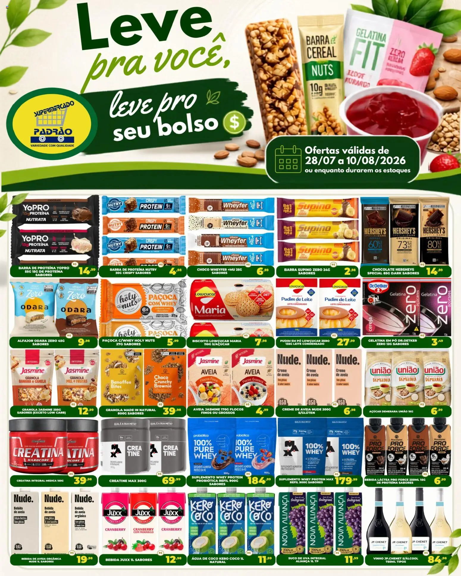 Supermercado Padrão Folheto - válido de 28/07/2026 | Página: 1 | Produtos: Frutas, Cranberry, Suco, Aveia
