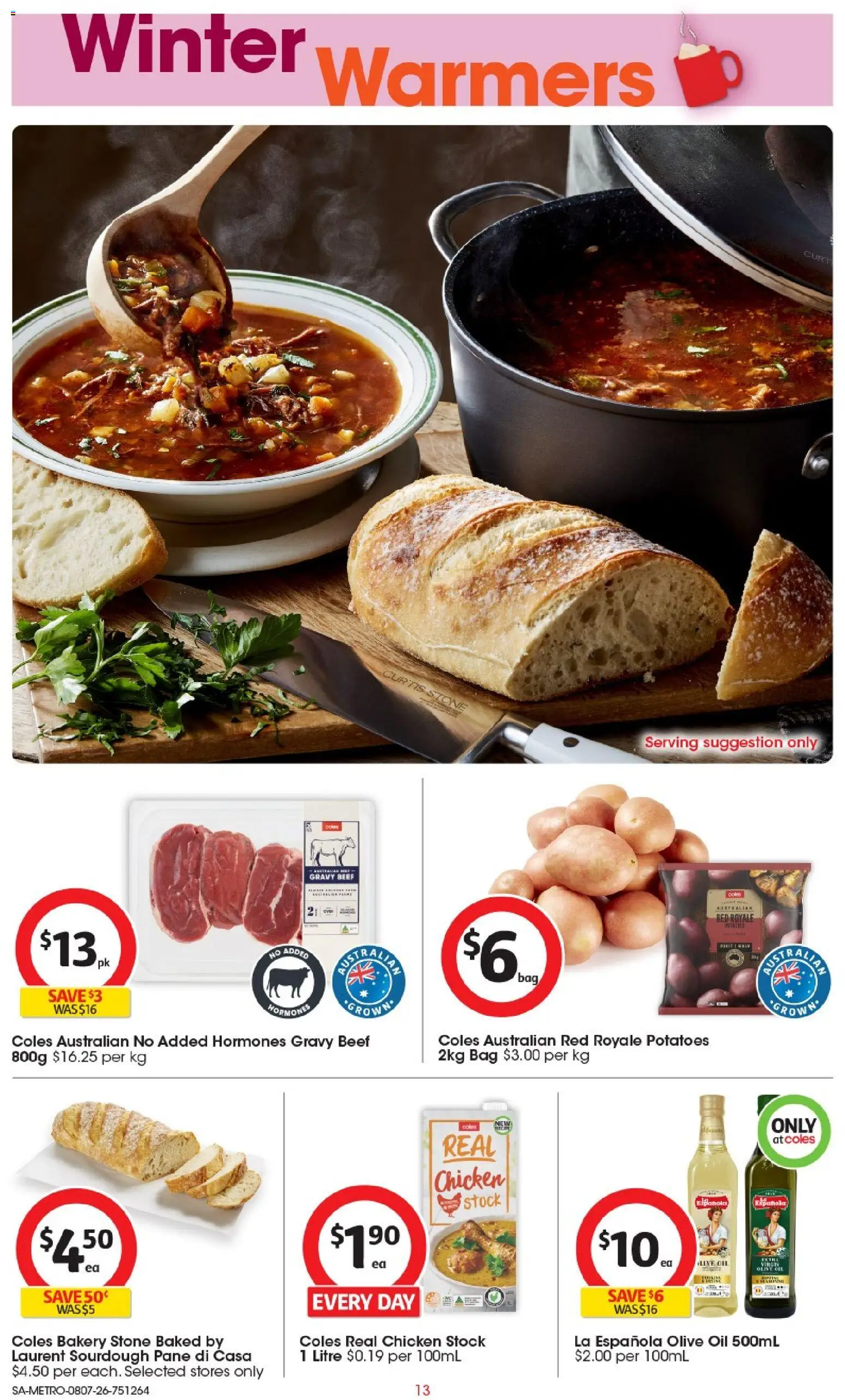 Coles catalogue - valid from 08/07/2026 | Page: 13 | Products: Oil, Beef, Bag, Bakery
