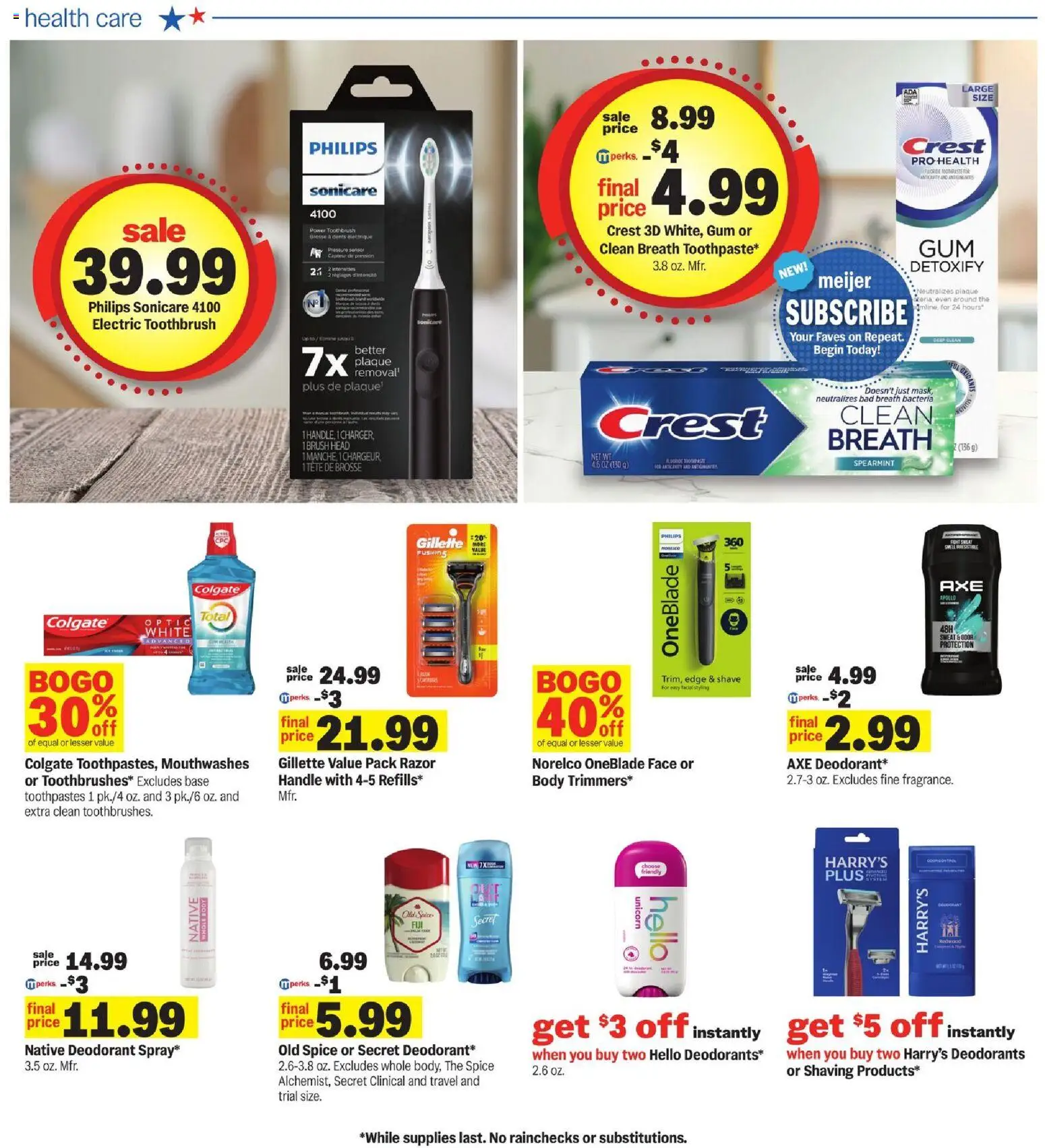 Meijer Weekly Ad - valid from 08/19/2026 | Page: 25 | Products: Axe, Brush, Deodorant, Toothpaste