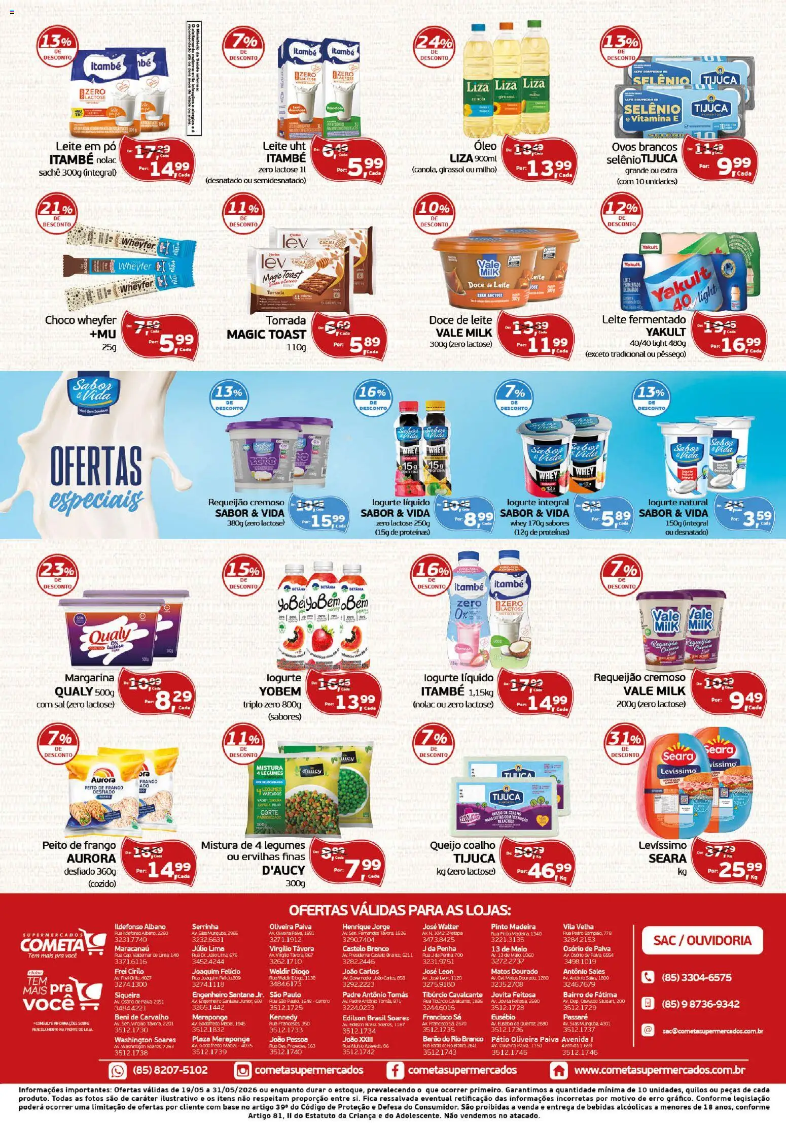 Cometa Supermercados Folheto - válido de 09.05.2026 | Página: 2 | Produtos: Leite, Sal, Frango, Leite em pó