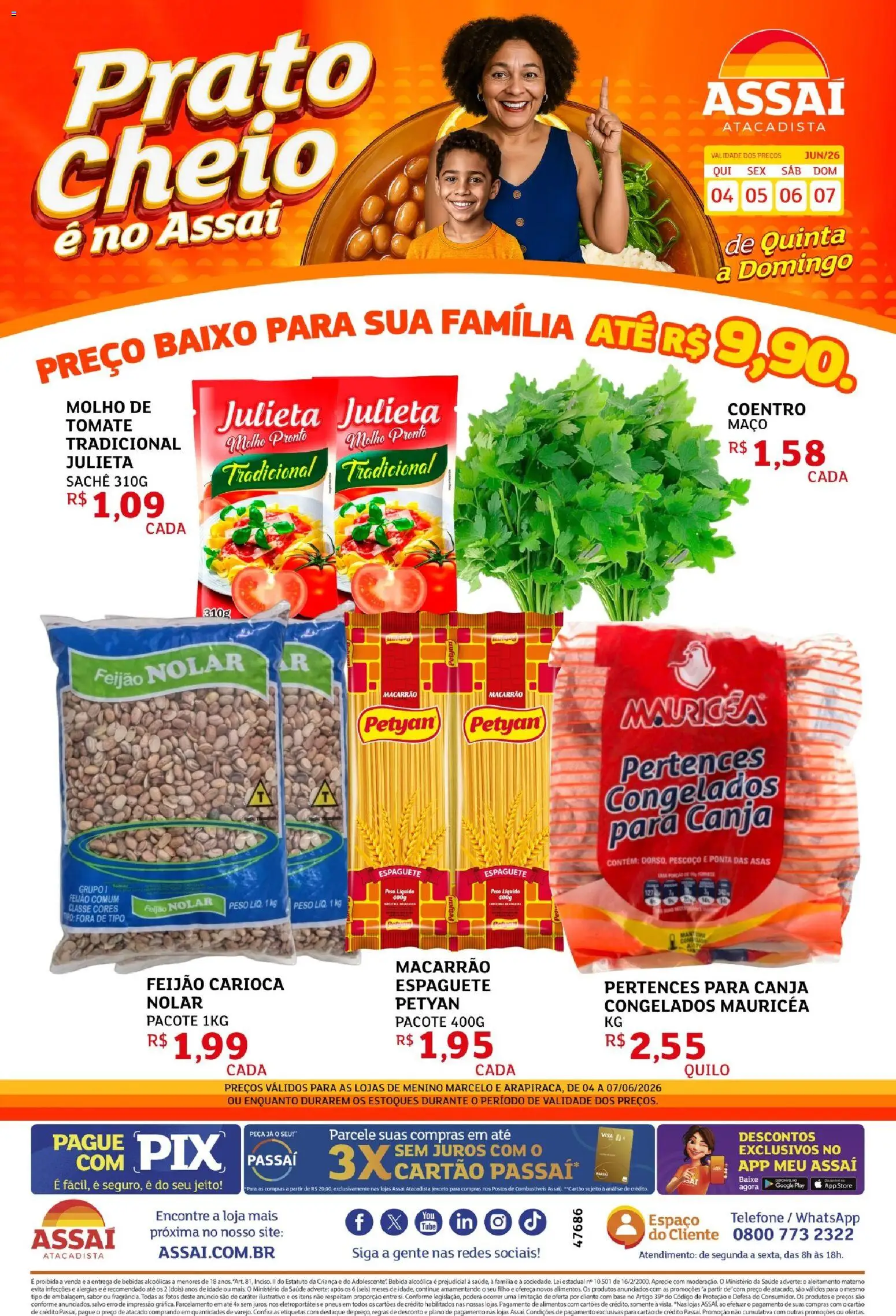 Assaí Atacadista Folheto - válido de 04.06.2026 | Página: 1 | Produtos: Espaguete, Pneus, Base, Macarrão