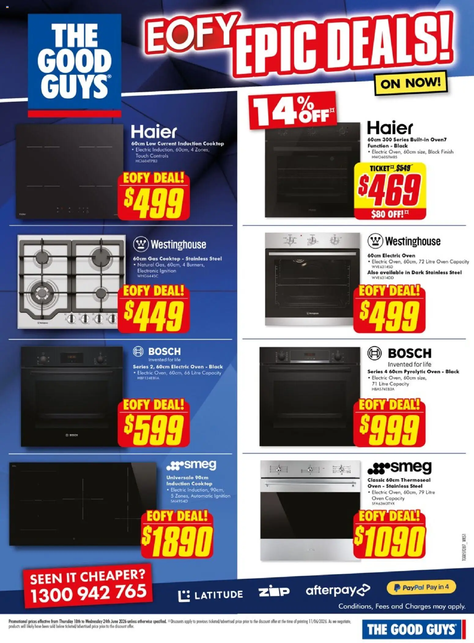 The Good Guys catalogue - valid from 18.06.2026 | Page: 4 | Products: Oven, Cooktop