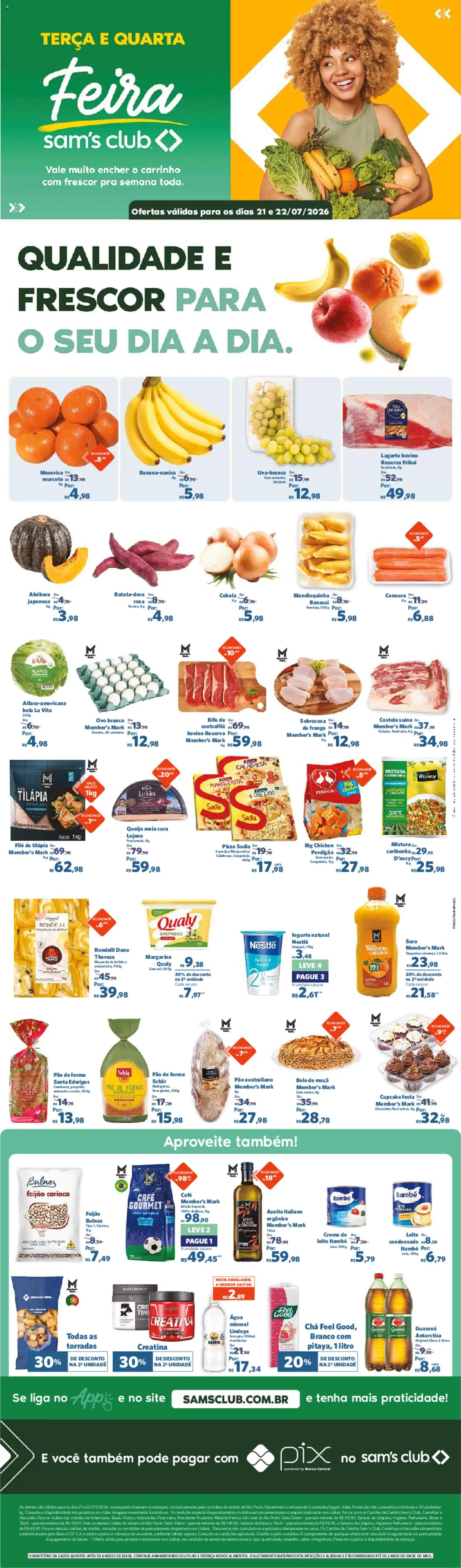 Sam's Club Folheto - válido de 21/07/2026 | Página: 1 | Produtos: Creatina, Mexerica, Pó, Pizza
