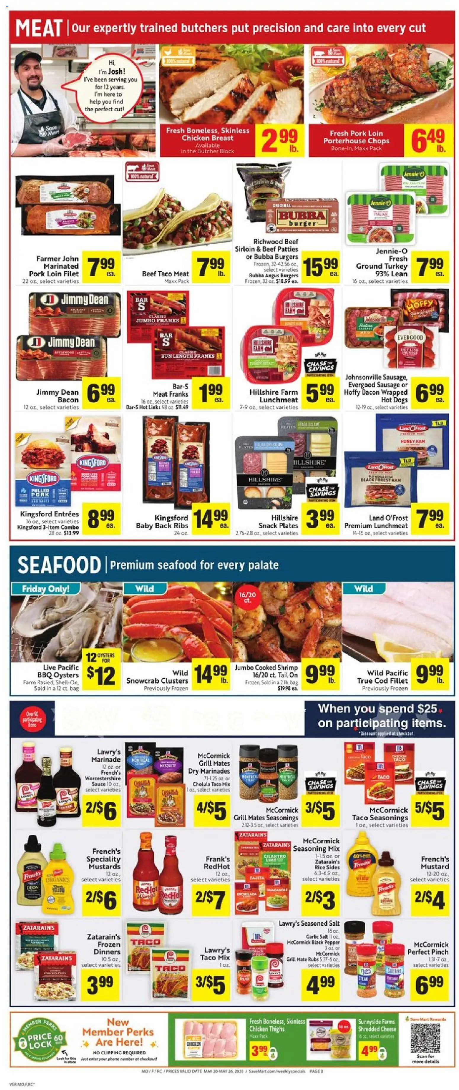Save Mart Weekly Ad - valid from 20.05.2026 | Page: 5 | Products: Cheese, Pork, Date, Grill