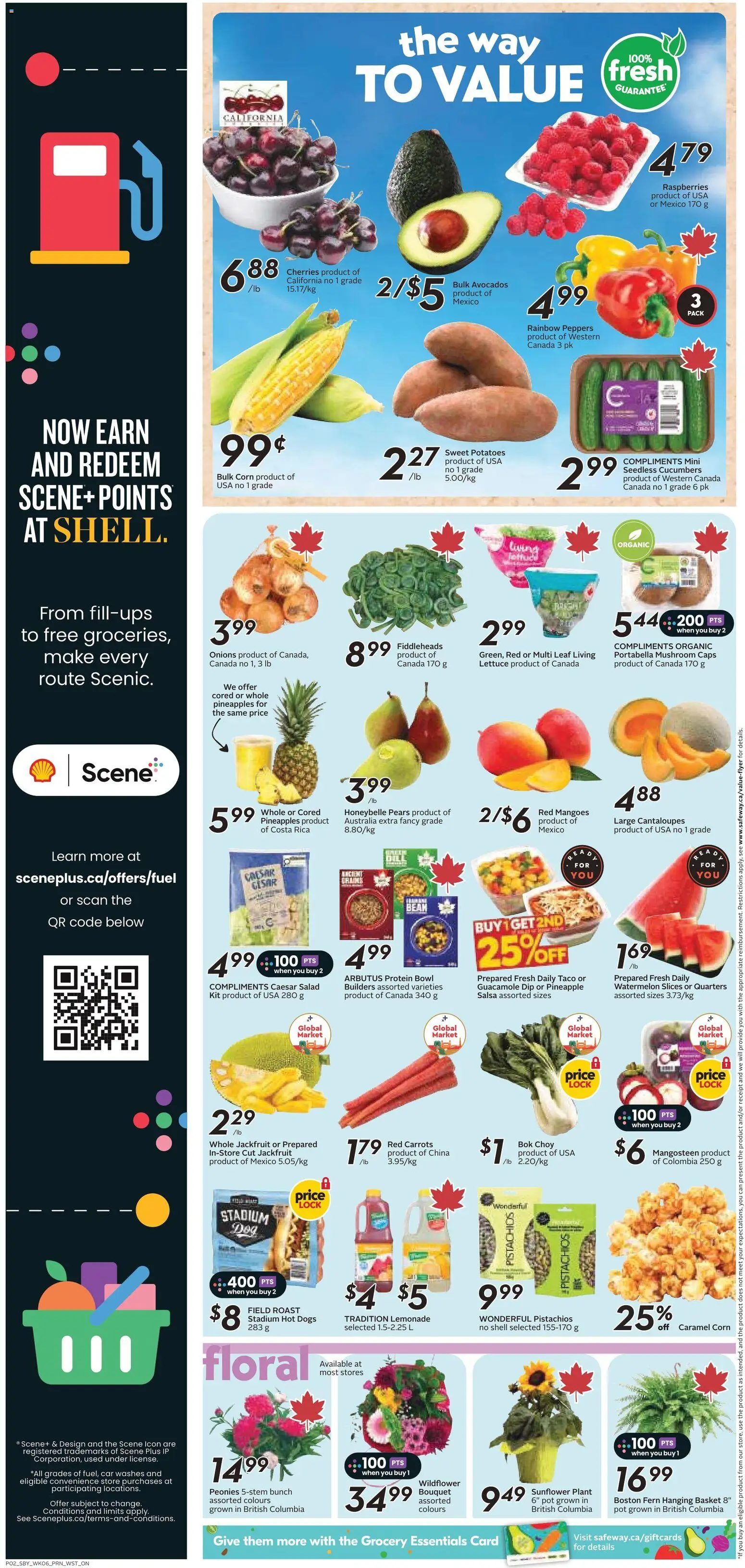 Safeway flyer valid from 04.06.2026 | Page: 5 | Products: Pineapple, Cucumbers, Salad, Basket