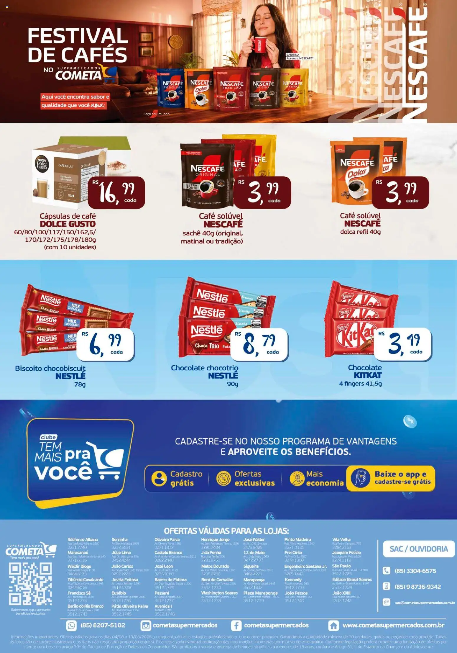 Cometa Supermercados Folheto - válido de 04/08/2026 | Página: 2 | Produtos: Biscoito, Bebidas, Base, Café solúvel