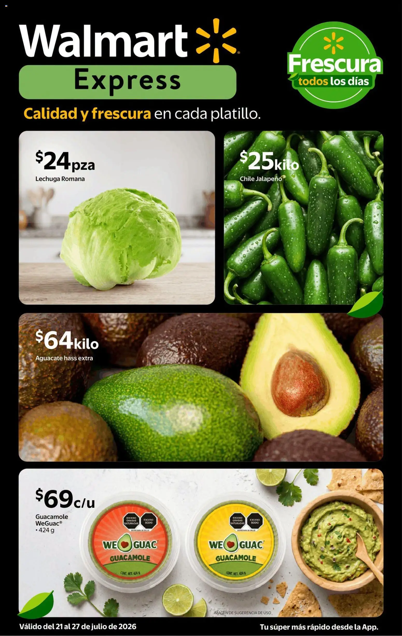 Nuevas ofertas de Walmart Express válidas en toda la República Mexicana desde el 21/07/2026. ¡Encuentra las mejores ofertas en Walmart Express folleto Calidad a precios bajos! | Página: 2 | Productos: Lechuga, Aguacate