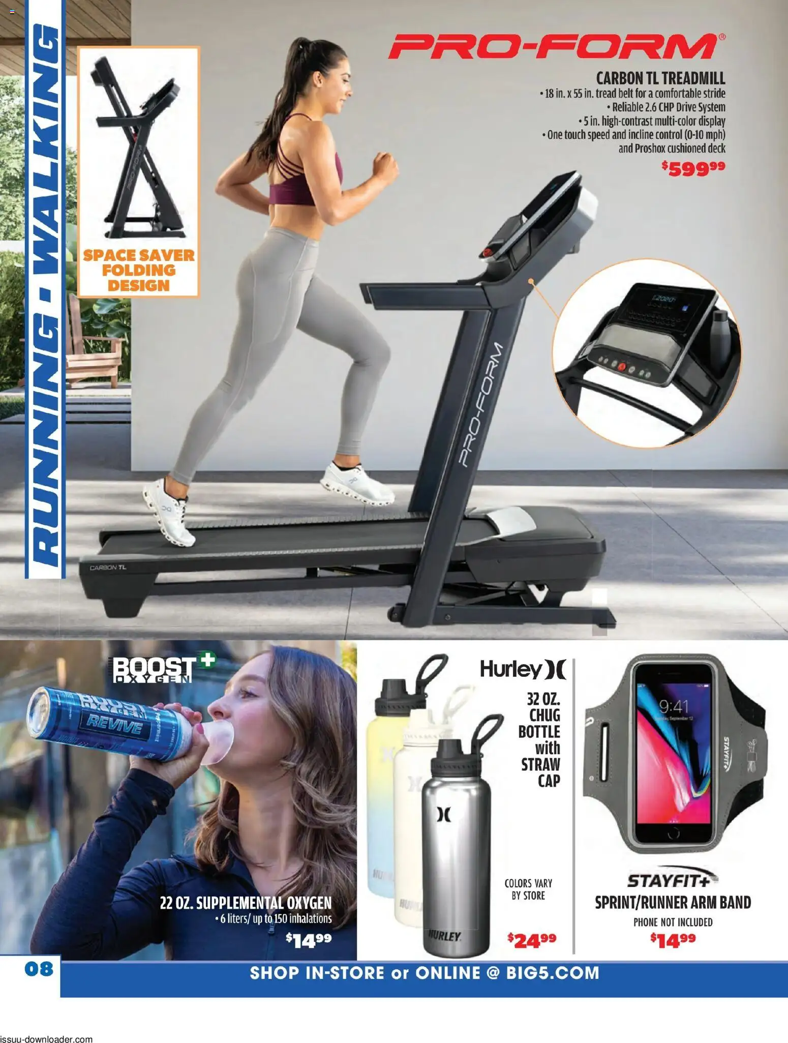 Big 5 Sporting Goods Summer Catalog - valid from 05/26/2026 | Page: 8 | Products: Treadmill, Belt, Phone