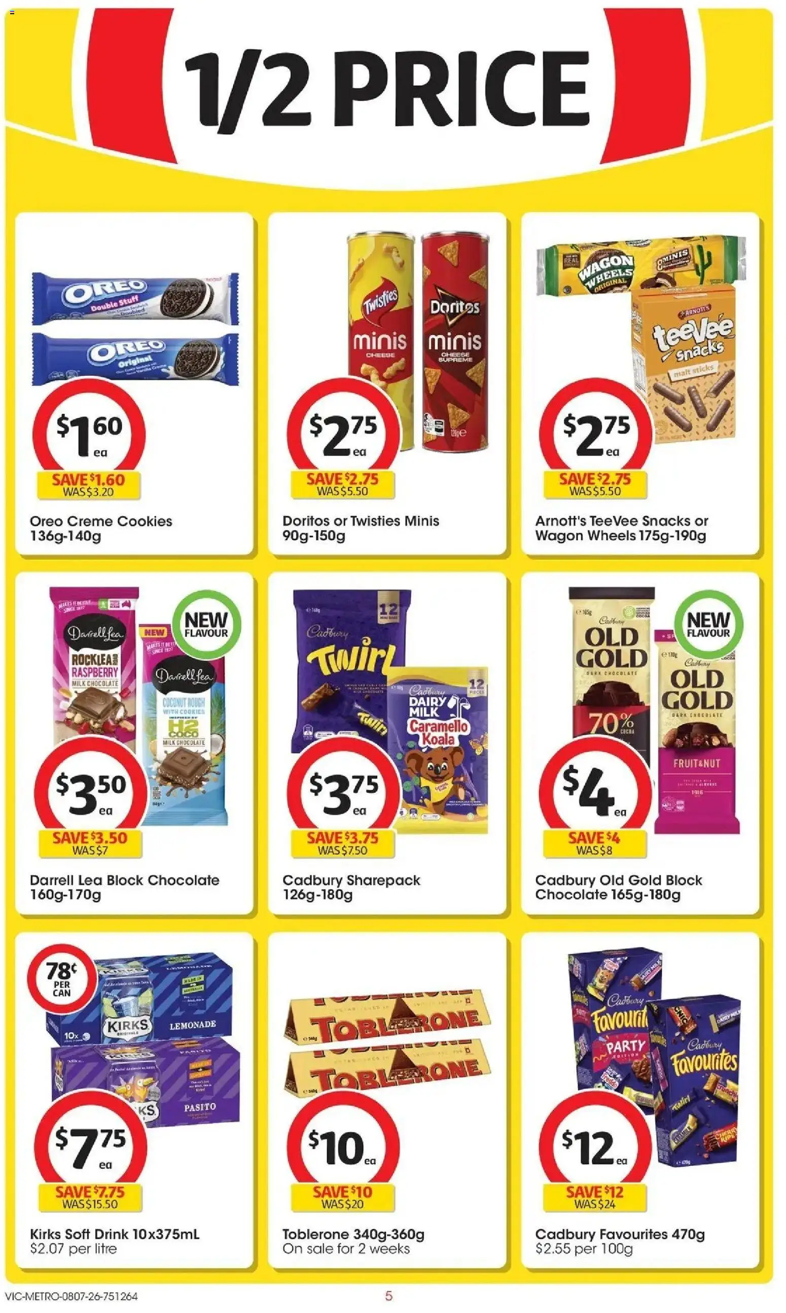 Coles catalogue - valid from 07/07/2026 | Page: 5 | Products: Milk, Dairy, Cheese, Chocolate