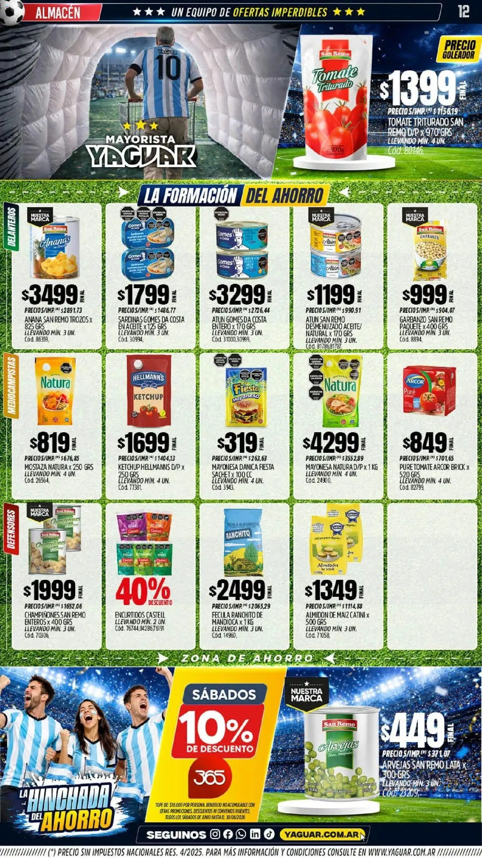 Yaguar - Oferta Semanal Misiones │ válido desde el 08.06.2026 | Página: 12 | Productos: Ketchup, Arvejas, Maiz, Ananá