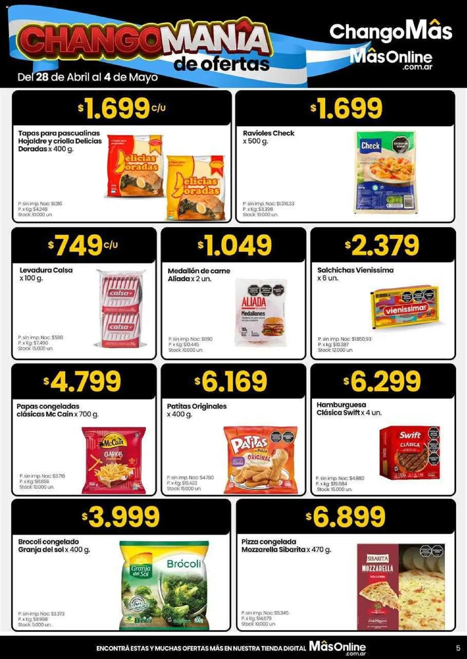 Changomas ofertas │ válido desde el 05.05.2026 | Página: 5 | Productos: Pollo, Brocoli, Pizza, Ravioles
