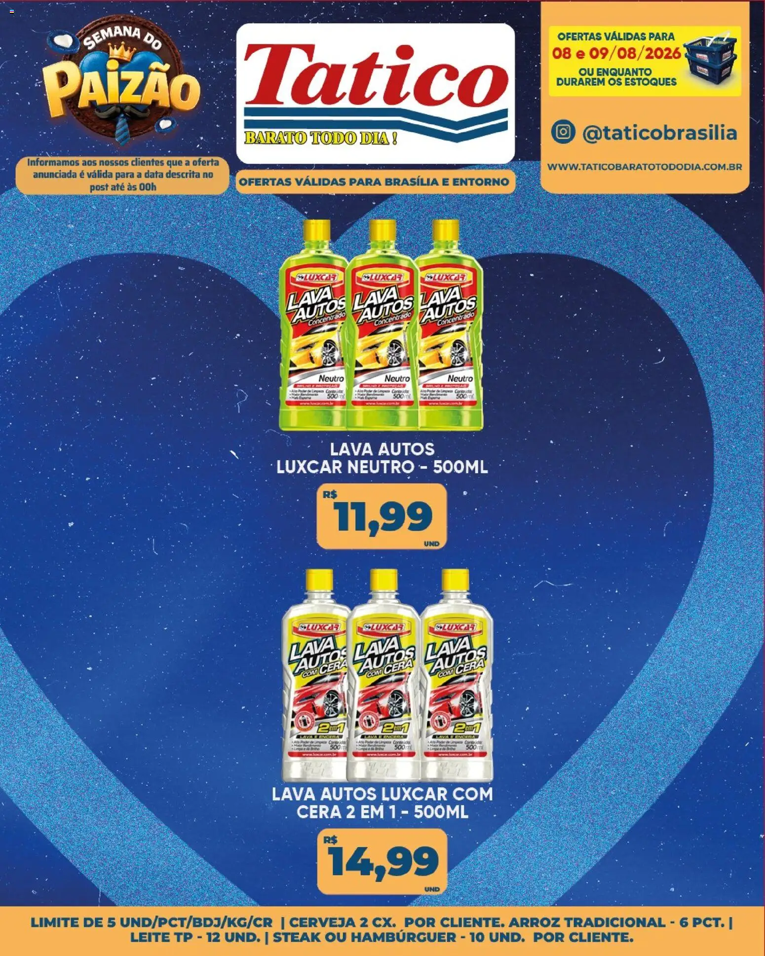 Tatico Folheto - válido de 08/08/2026 | Página: 18 | Produtos: Cerveja, Arroz, Hambúrguer, Cera