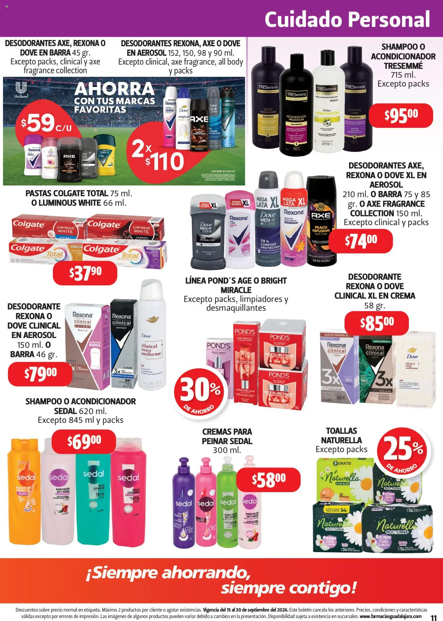 Nuevas ofertas de Farmacia Guadalajara válidas en toda la República Mexicana desde el 15/09/2026. ¡Encuentra las mejores ofertas en Farmacia Guadalajara catálogo! | Página: 11 | Productos: Brillo, Crema facial, Barra, Toallas