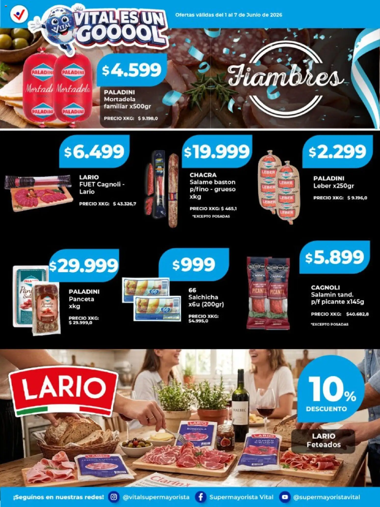 Vital - Especial de frescos │ válido desde el 01.06.2026 | Página: 9 | Productos: Mortadela, Panceta, Salchicha, Pala