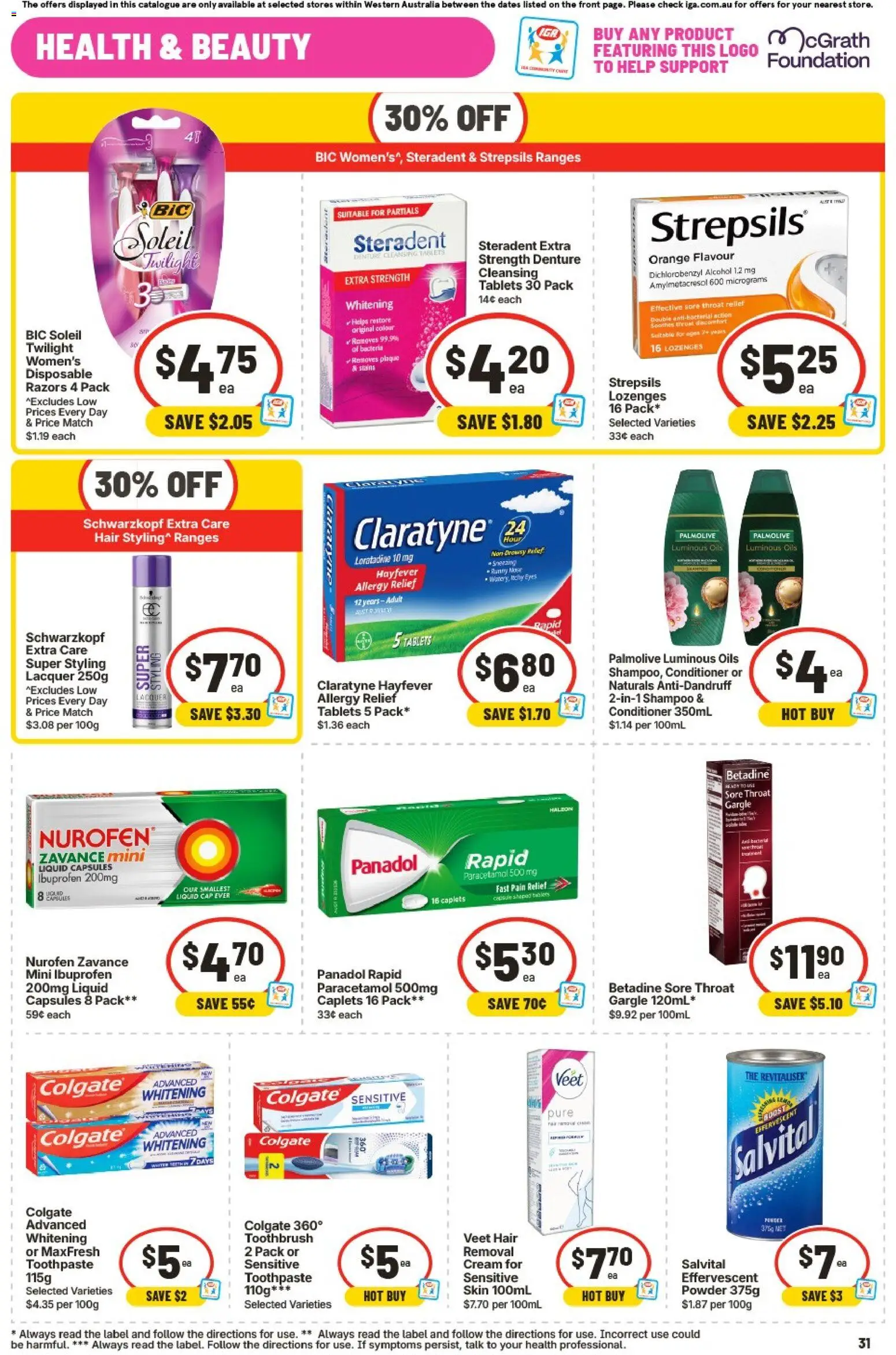 IGA catalogue - valid from 16/09/2026 | Page: 32 | Products: Alcohol, Cap, Foundation, Razors