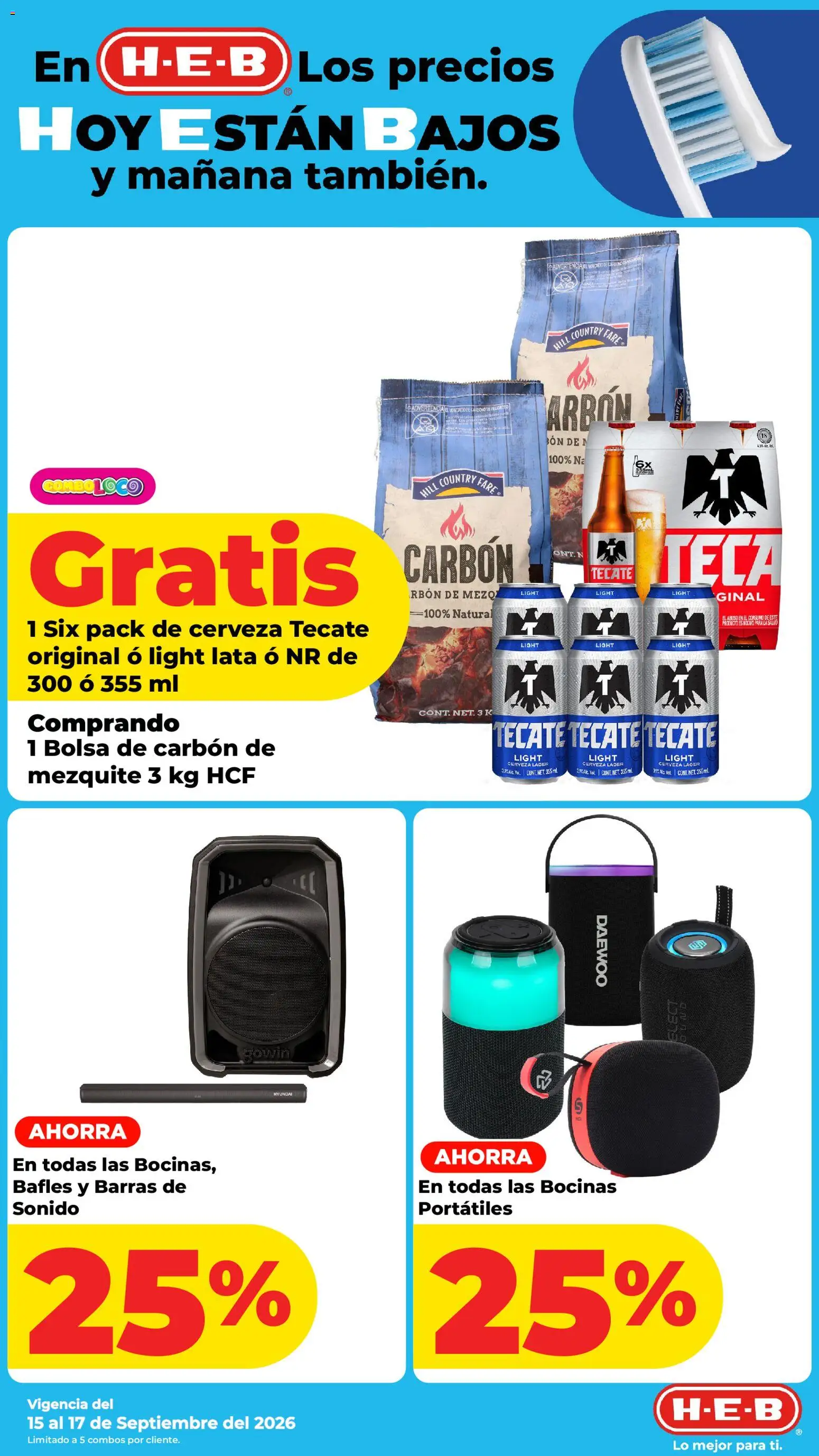 Nuevas ofertas de H-E-B válidas en toda la República Mexicana desde el 15/09/2026. ¡Encuentra las mejores ofertas en H-E-B folleto Los precios hoy están bajos! | Página: 9 | Productos: Bolsa, Cerveza