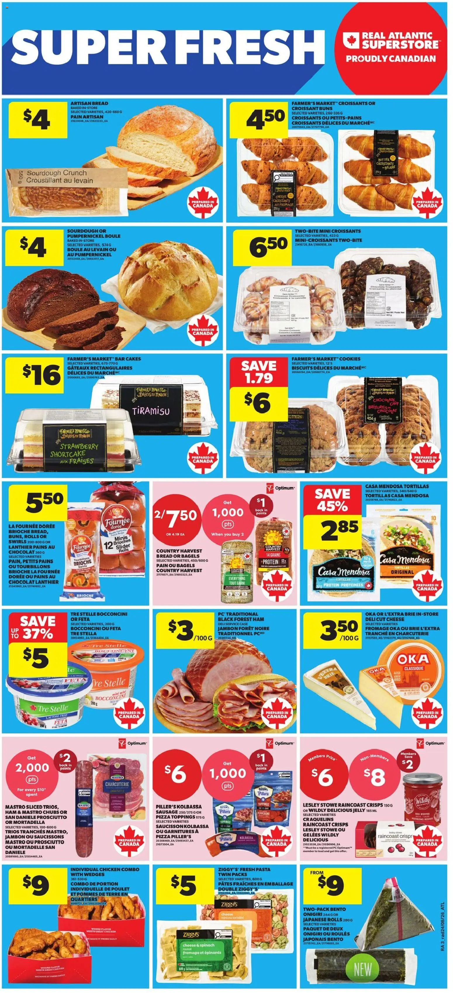Atlantic Superstore flyer valid from Aug 27, 2026 | Page: 4 | Products: Tiramisu, Pepper, Tortillas, Spinach