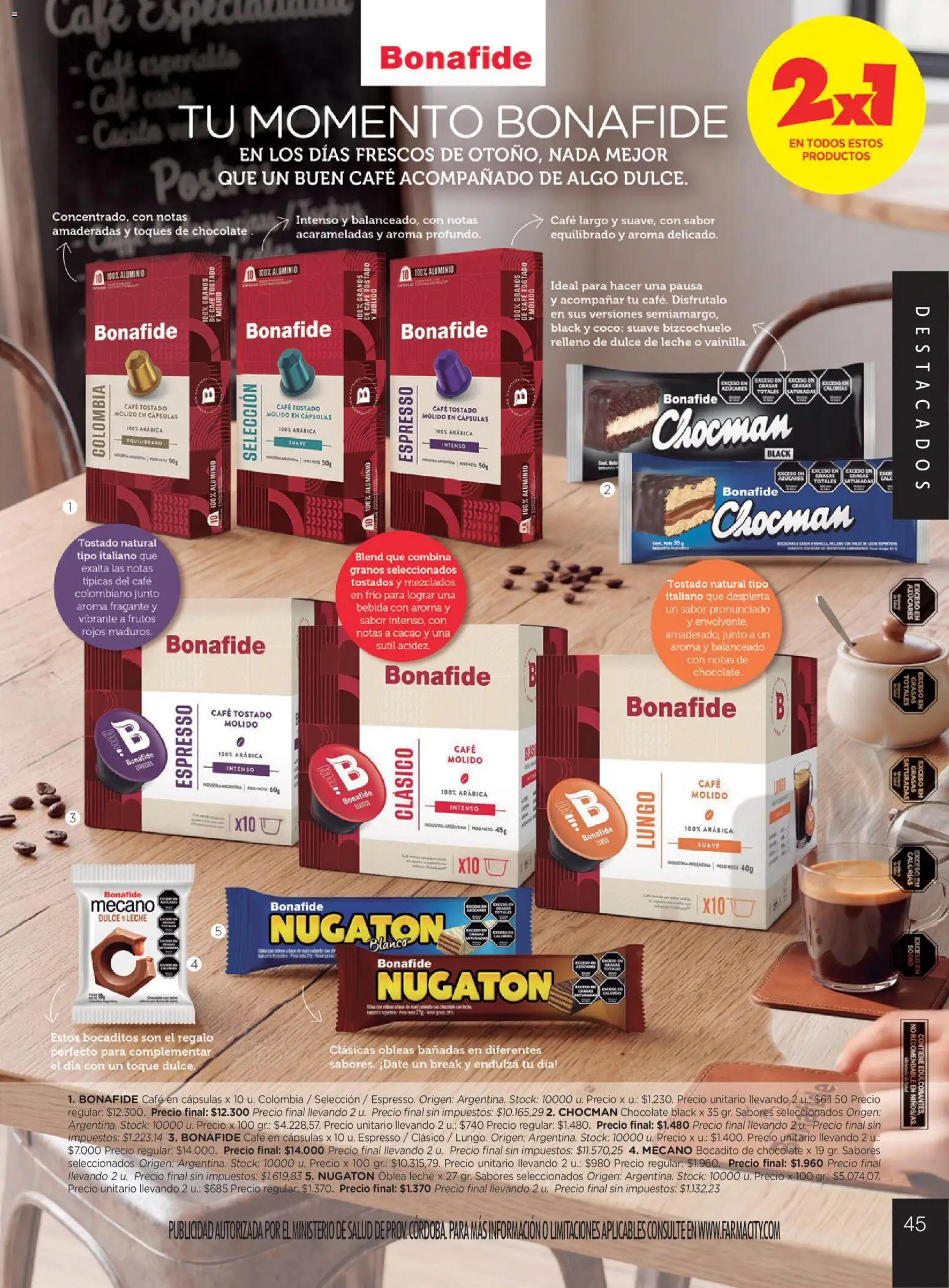 Farmacity catálogo │ válido desde el 30.04.2026 | Página: 45 | Productos: Dulce de leche, Café, Chocolate, Cacao