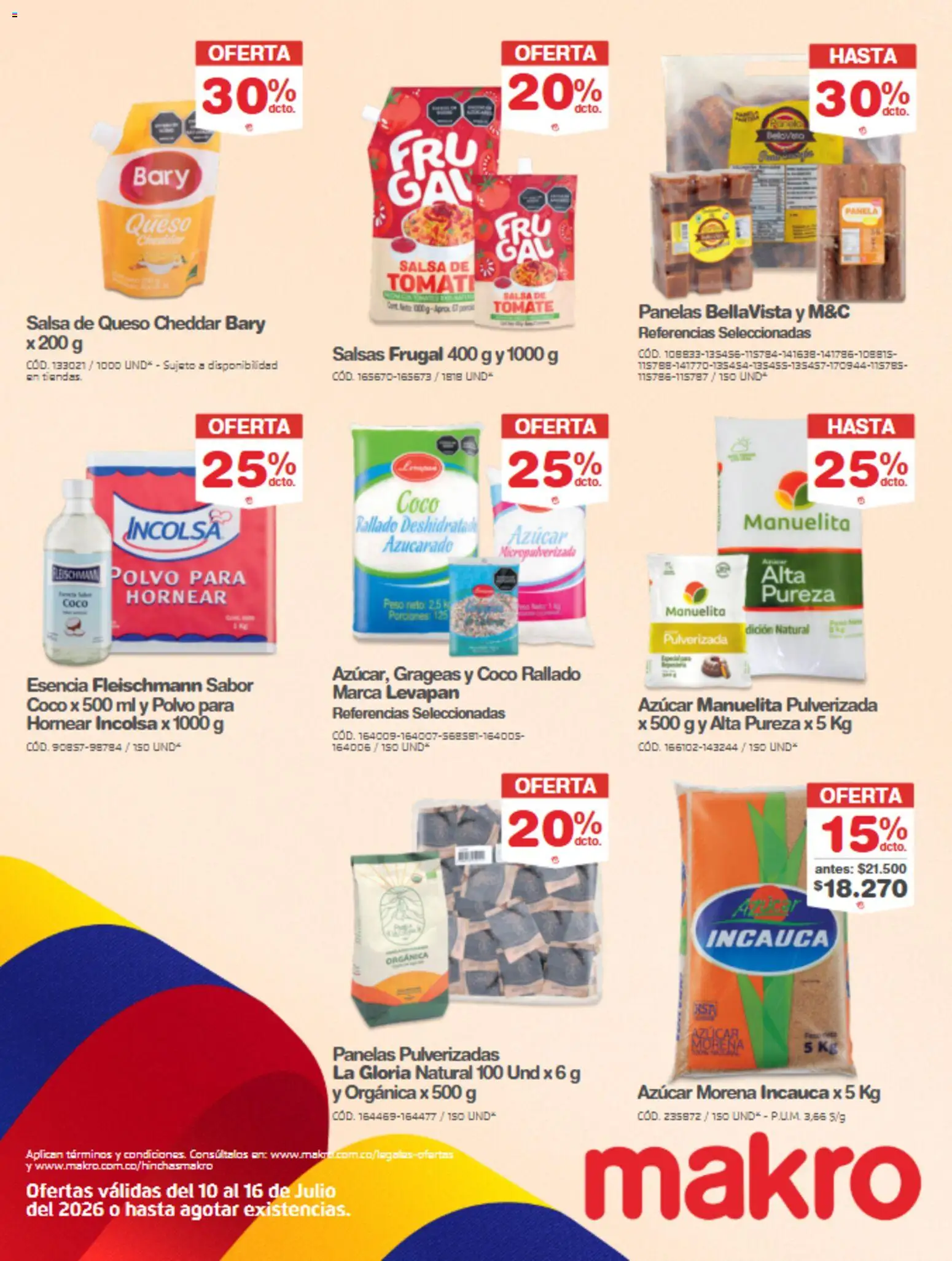 Makro revista - valida desde el 10/07/2026 | Página: 38 | Productos: Salsa de tomate, Azucar, Polvo, Coco