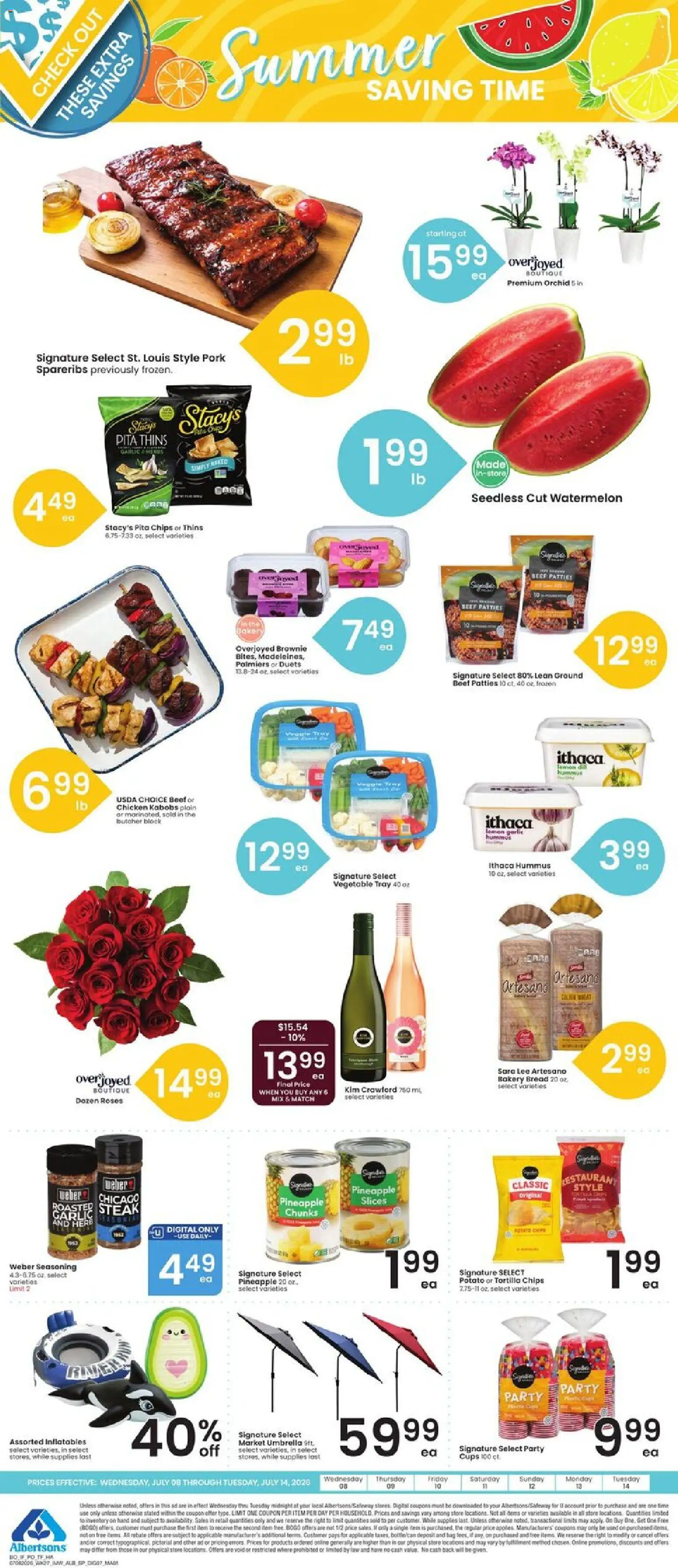 Albertsons Weekly Ad - valid from 07/08/2026 | Page: 8 | Products: Chips, Lemon, Umbrella, Bag