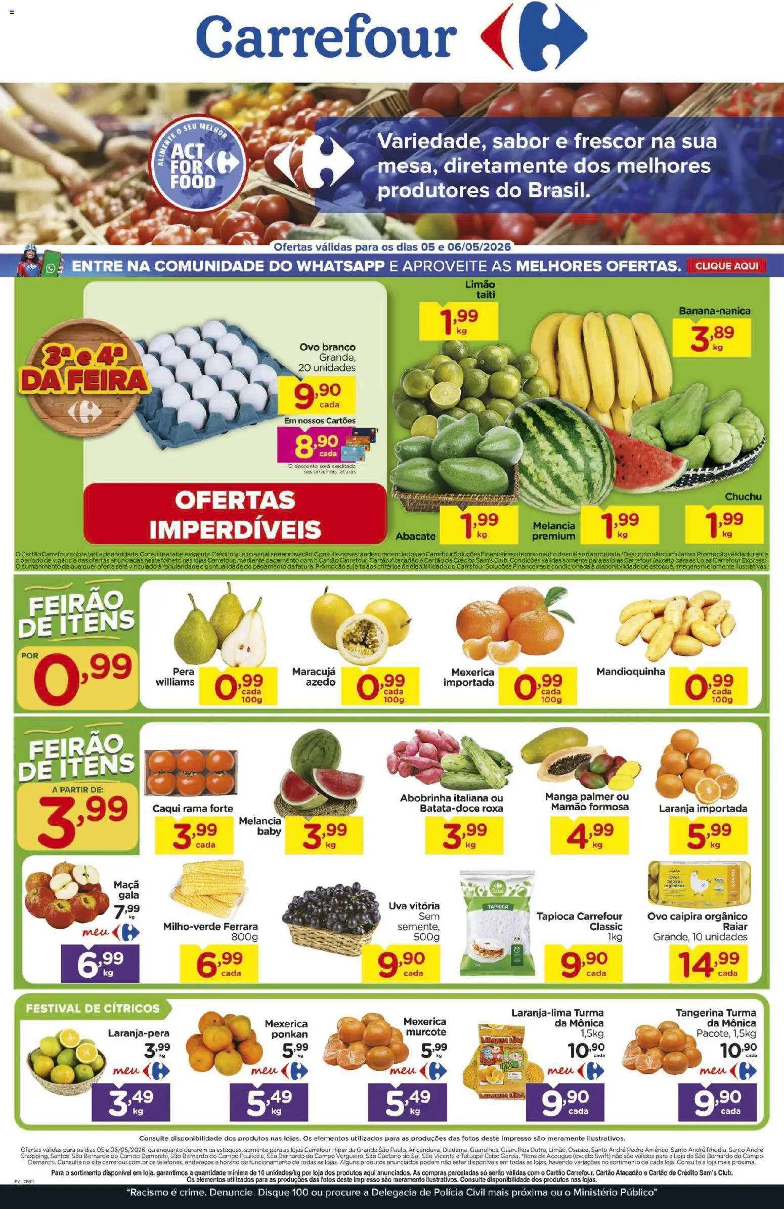 Carrefour Folheto - válido de 05.05.2026 | Página: 1 | Produtos: Mexerica, Pera, Chuchu, Abobrinha