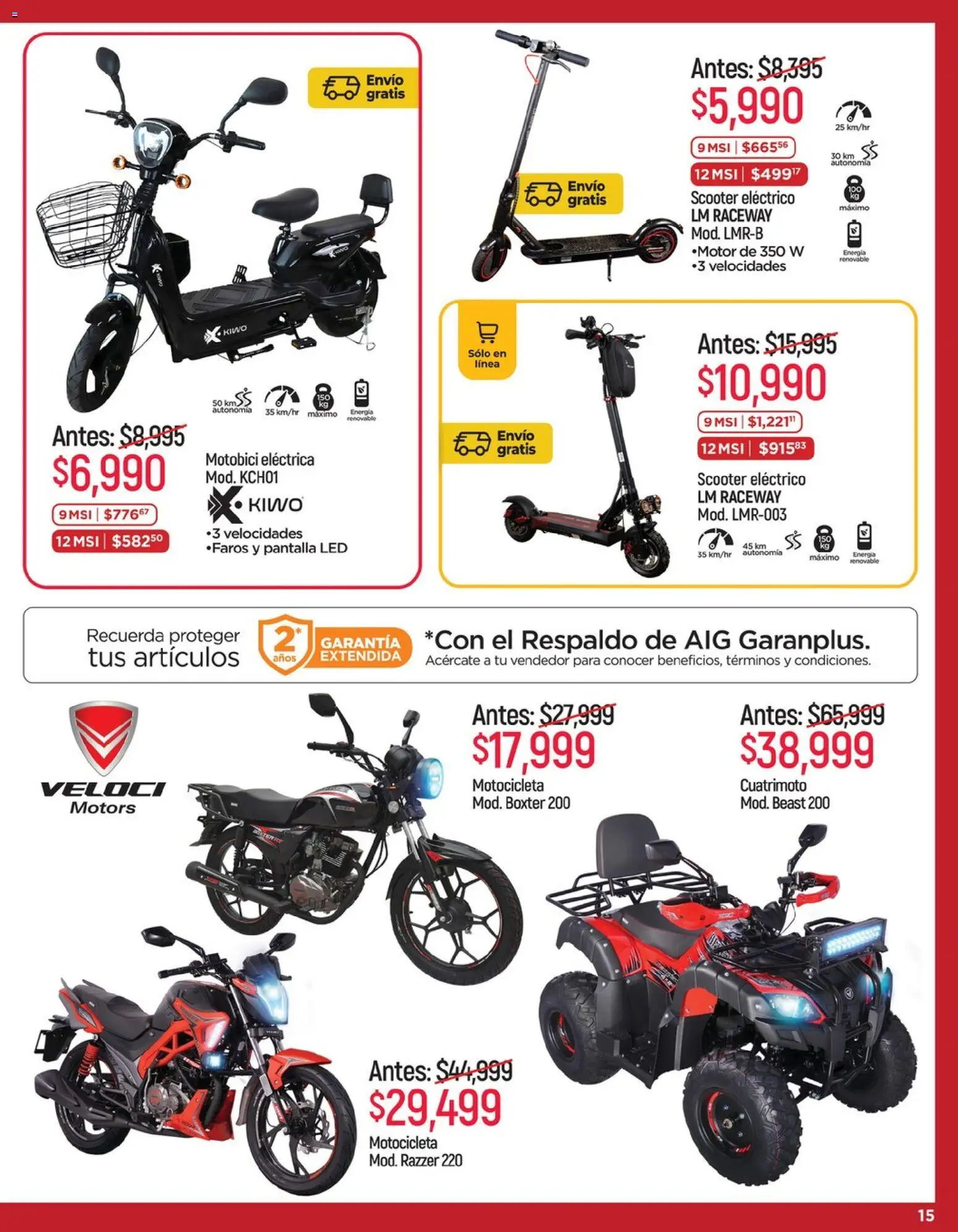 Nuevas ofertas de Chedraui válidas en toda la República Mexicana desde el 15.05.2026. ¡Encuentra las mejores ofertas en Chedraui folleto Descuentos! | Página: 15 | Productos: Scooter