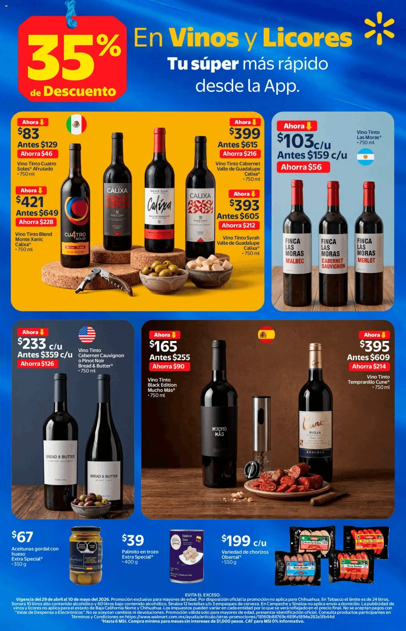 Nuevas ofertas de Walmart válidas en toda la República Mexicana desde el 29.04.2026. ¡Encuentra las mejores ofertas en Walmart folleto Vinos y licores con 35% de descuento! | Página: 13