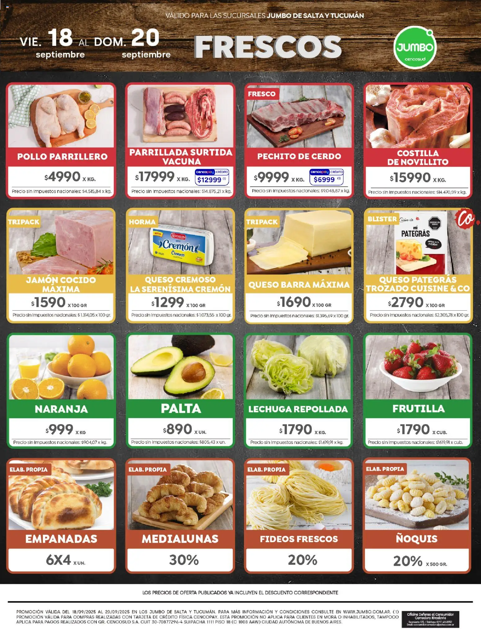 Jumbo - Ofertas | Salta & Tucumán │ válido desde el 18/09/2026 | Página: 9 | Productos: Pollo, Frutilla, Queso, Jamón