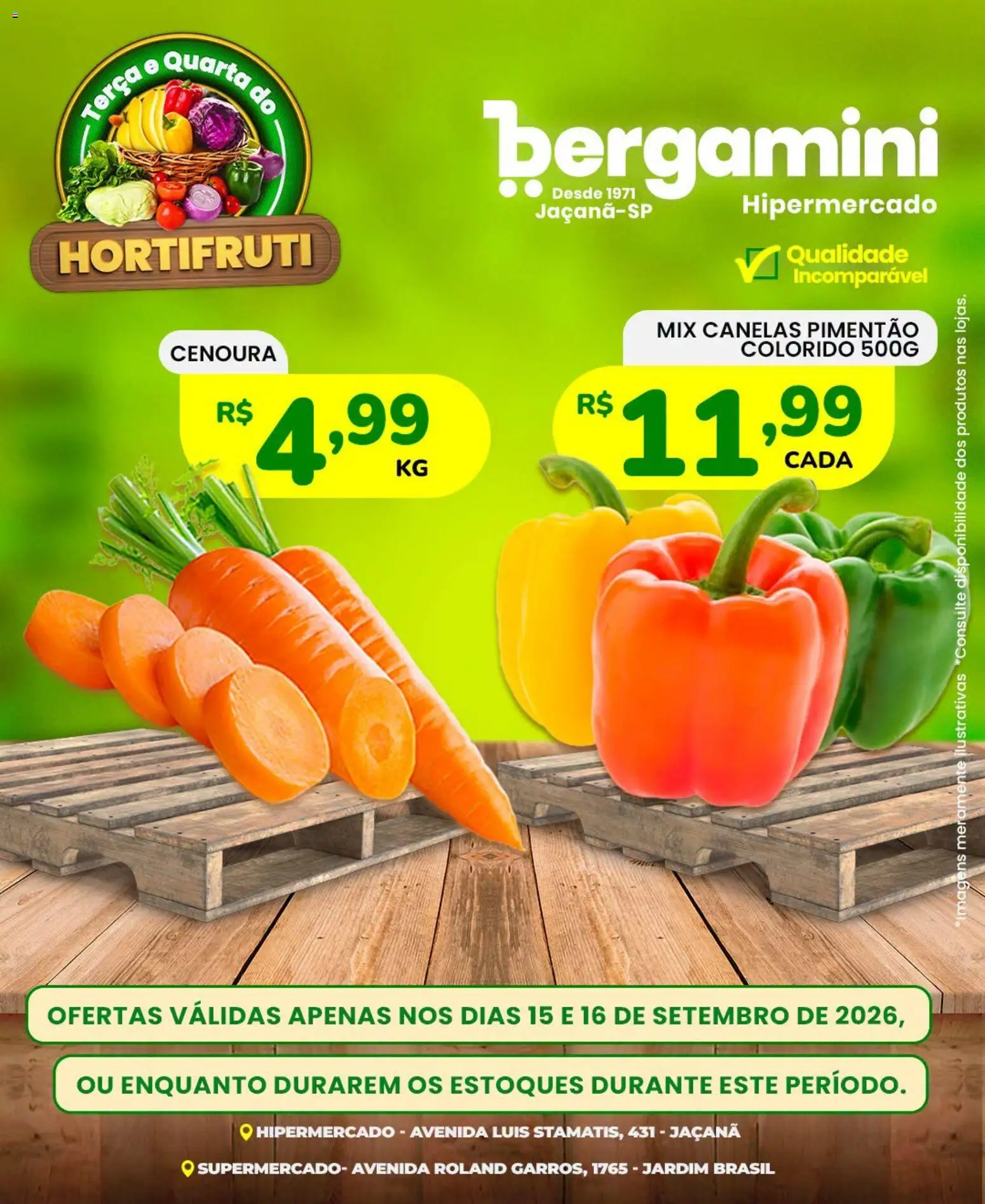 Supermercado Bergamini Folheto - válido de 15/09/2026 | Página: 4 | Produtos: Pimentão, Cenoura